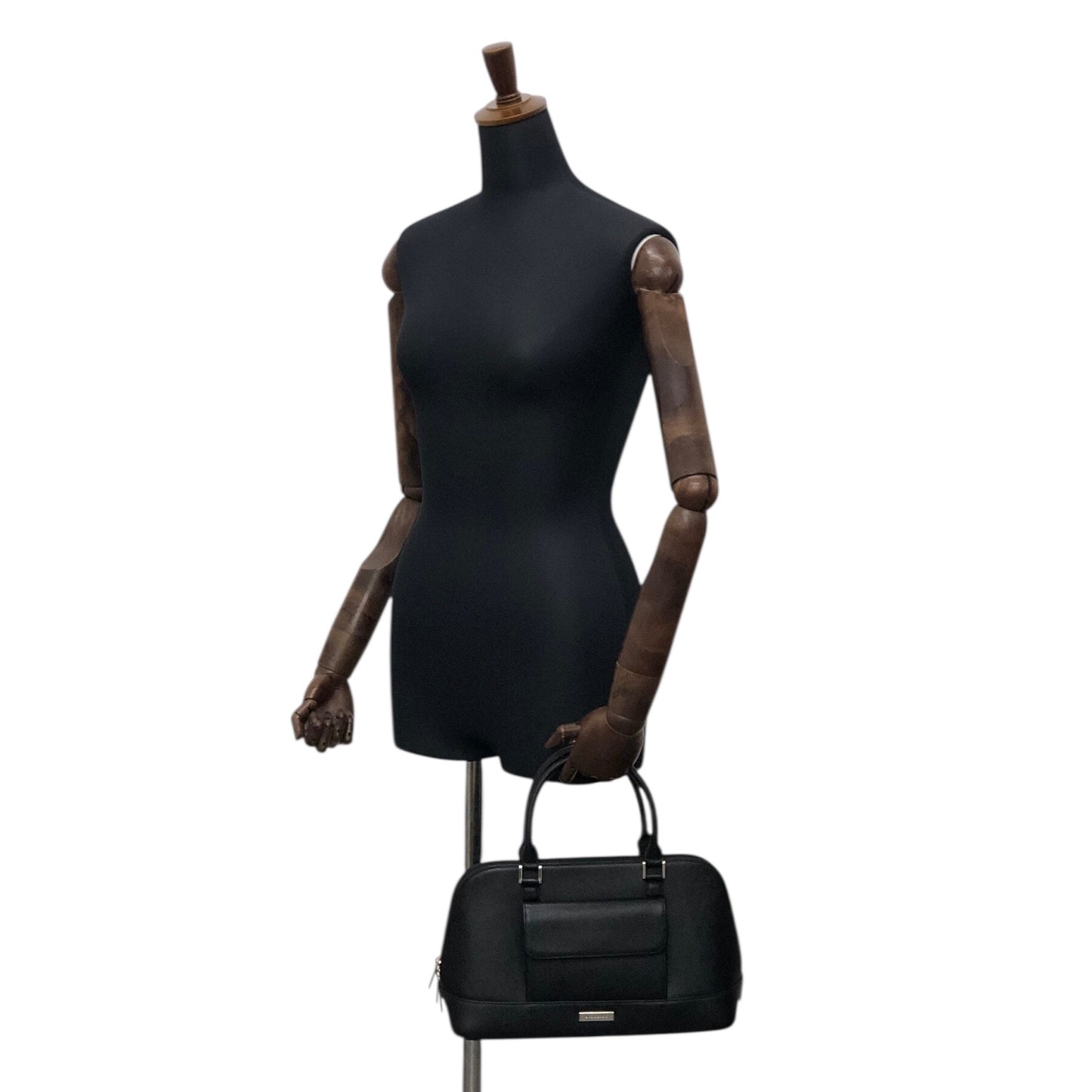 BURBERRY Front Pocket Handbag Black Vintage h2h7ny