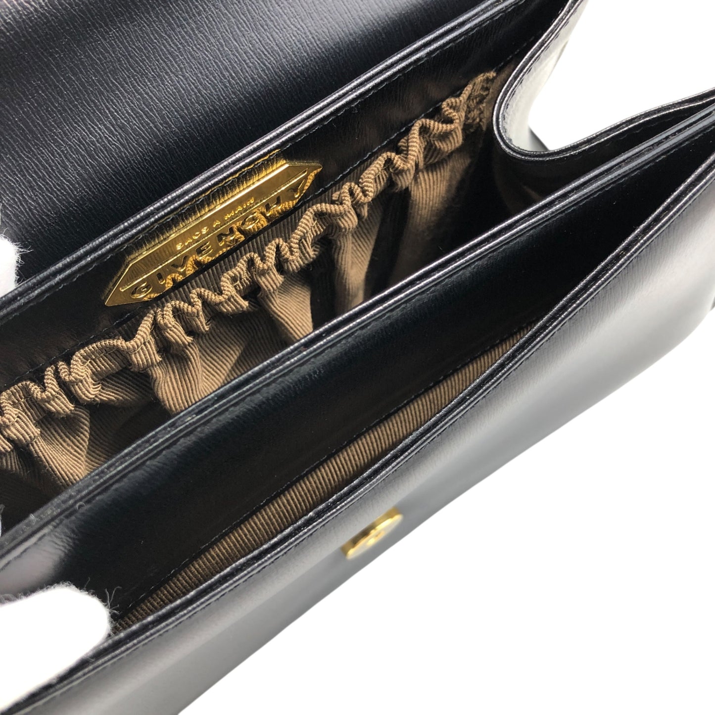 GIVENCHY Gancini Top Handle Handbag Black Vintage 3pv2af