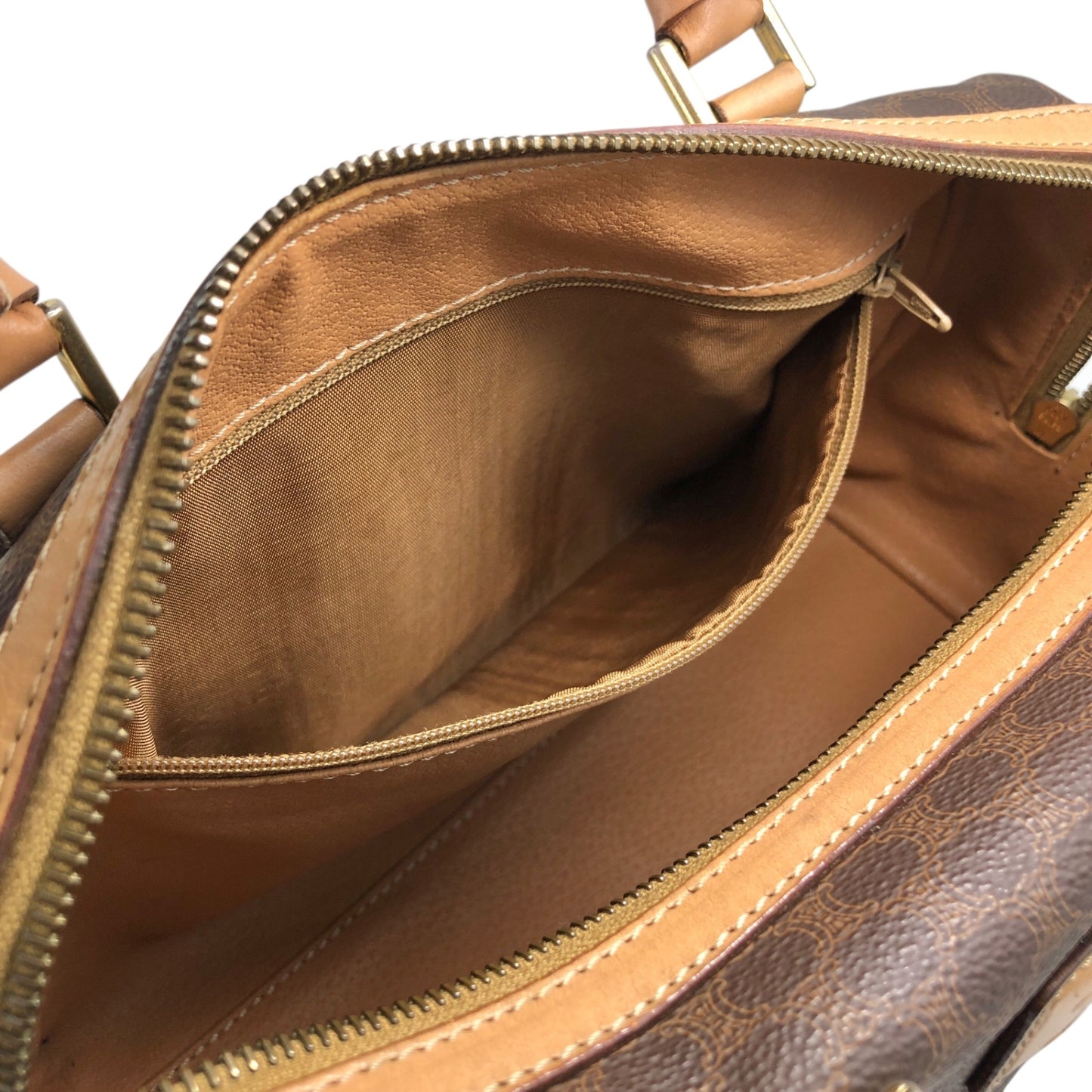 CELINE Macadam Blason Two-way Boston bag Brown Vintage hhykvt