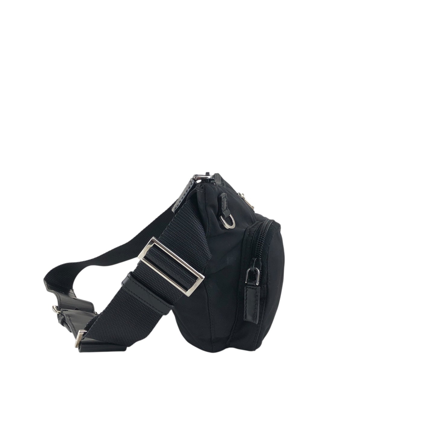 PRADA Triangle Logo Front Pocket Shoulder bag Black Vintage cydhig