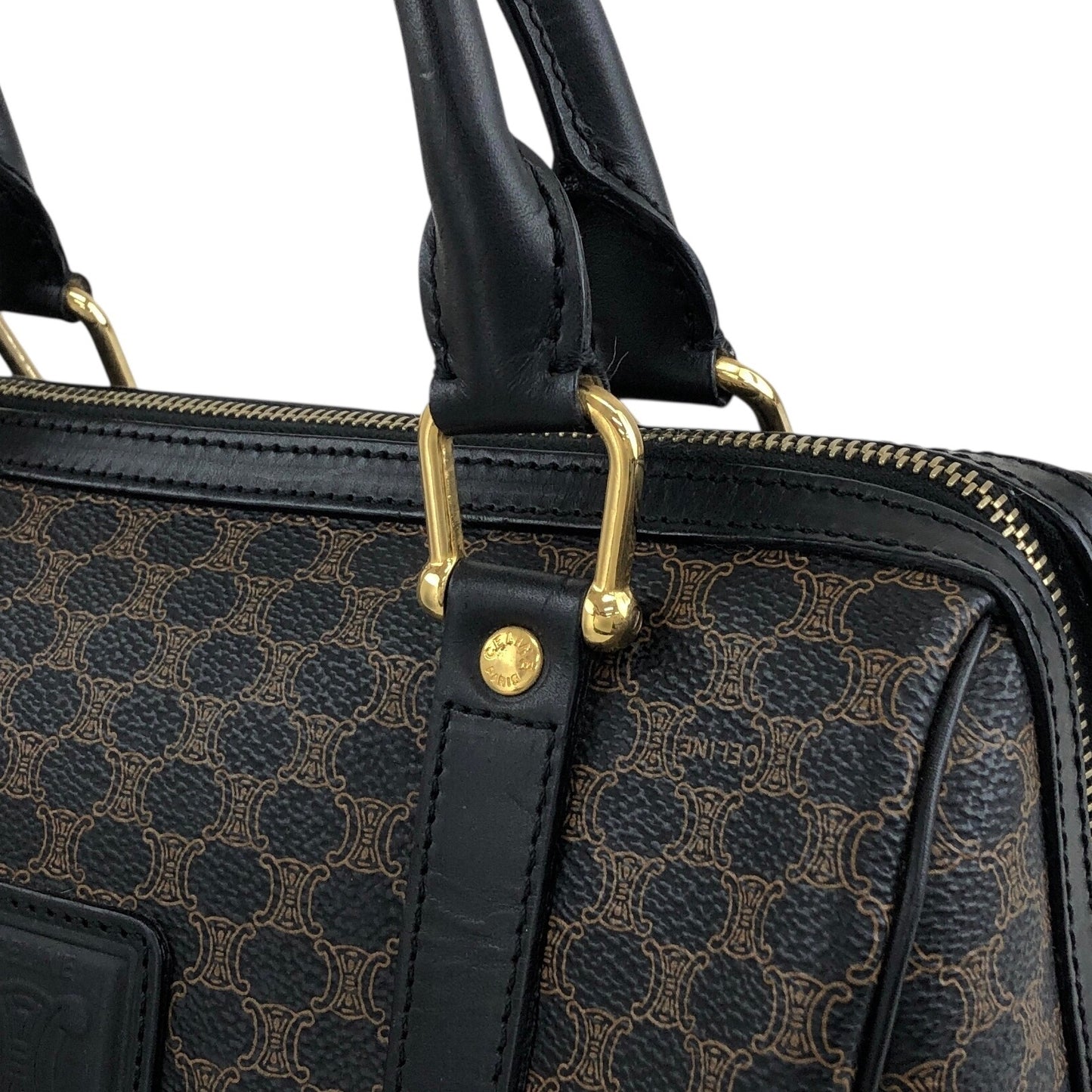 CELINE Macadam Blason Two-way Small Boston bag Shoulder bag Black Vintage 2urwut