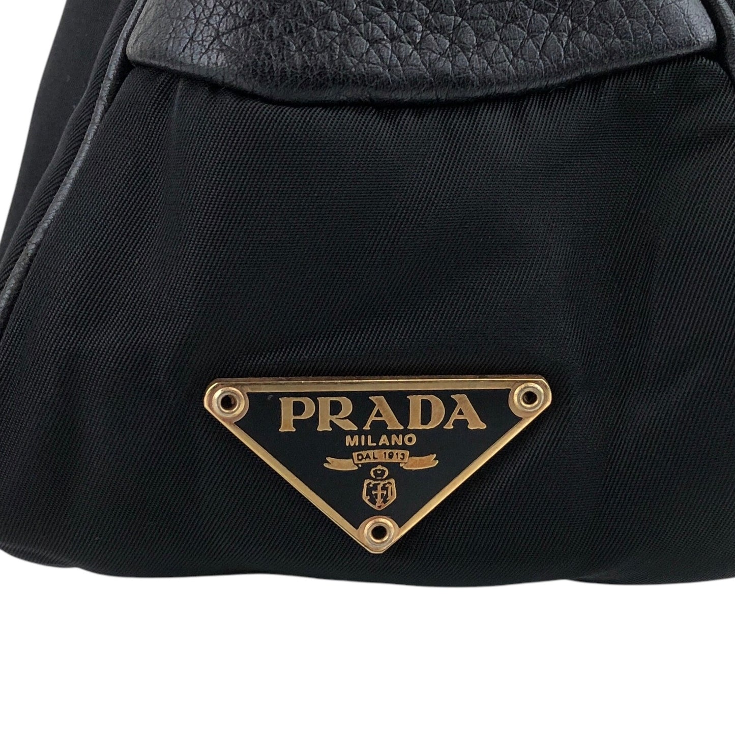 PRADA Triangle Logo Padlock Shoulder bag Black Vintage diw6aj