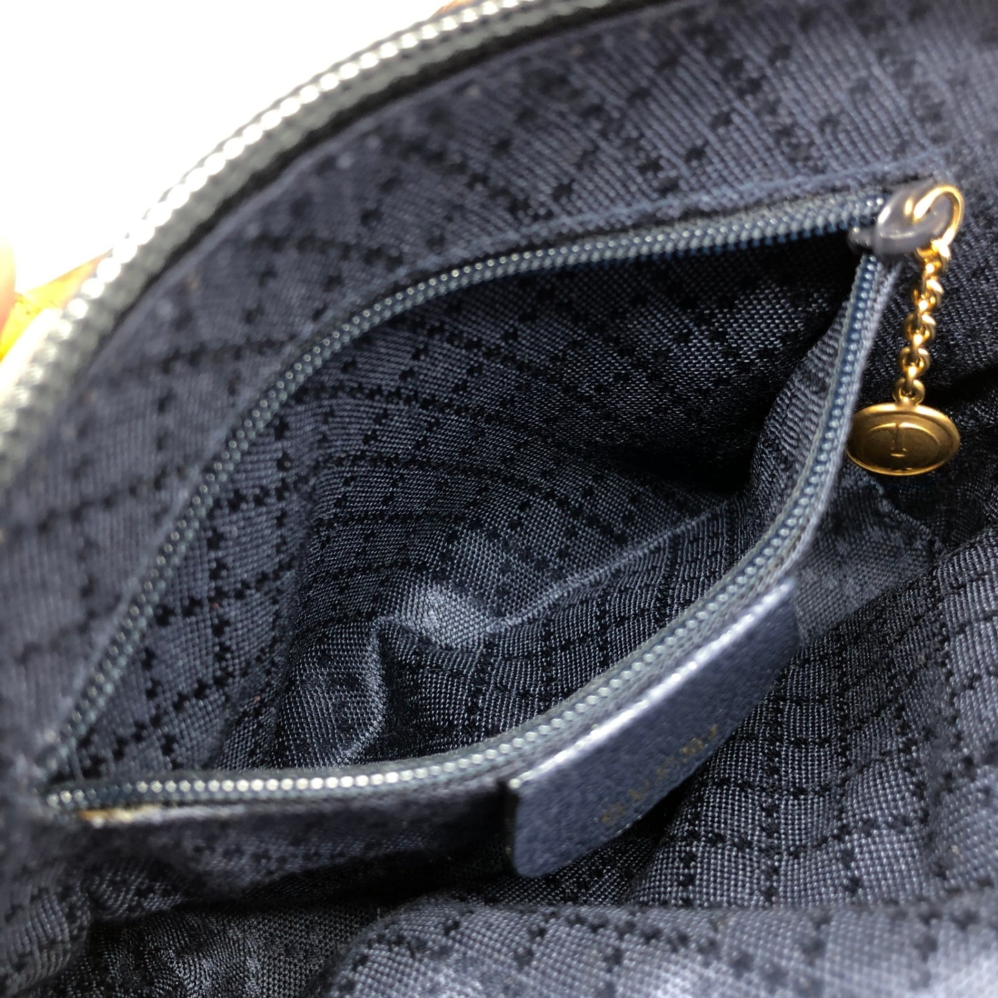GUCCI Bamboo Two-way Handbag Shoulder bag Navy Vintage vtxfej