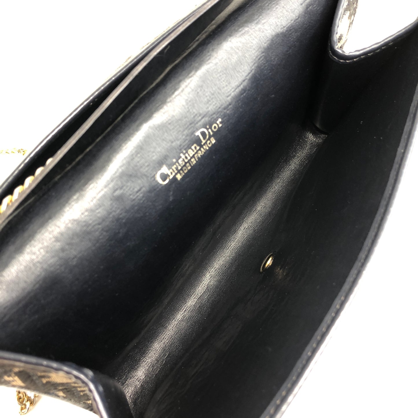 Christian Dior Trotter Chain Shoulder bag Navy Vintage r754bh
