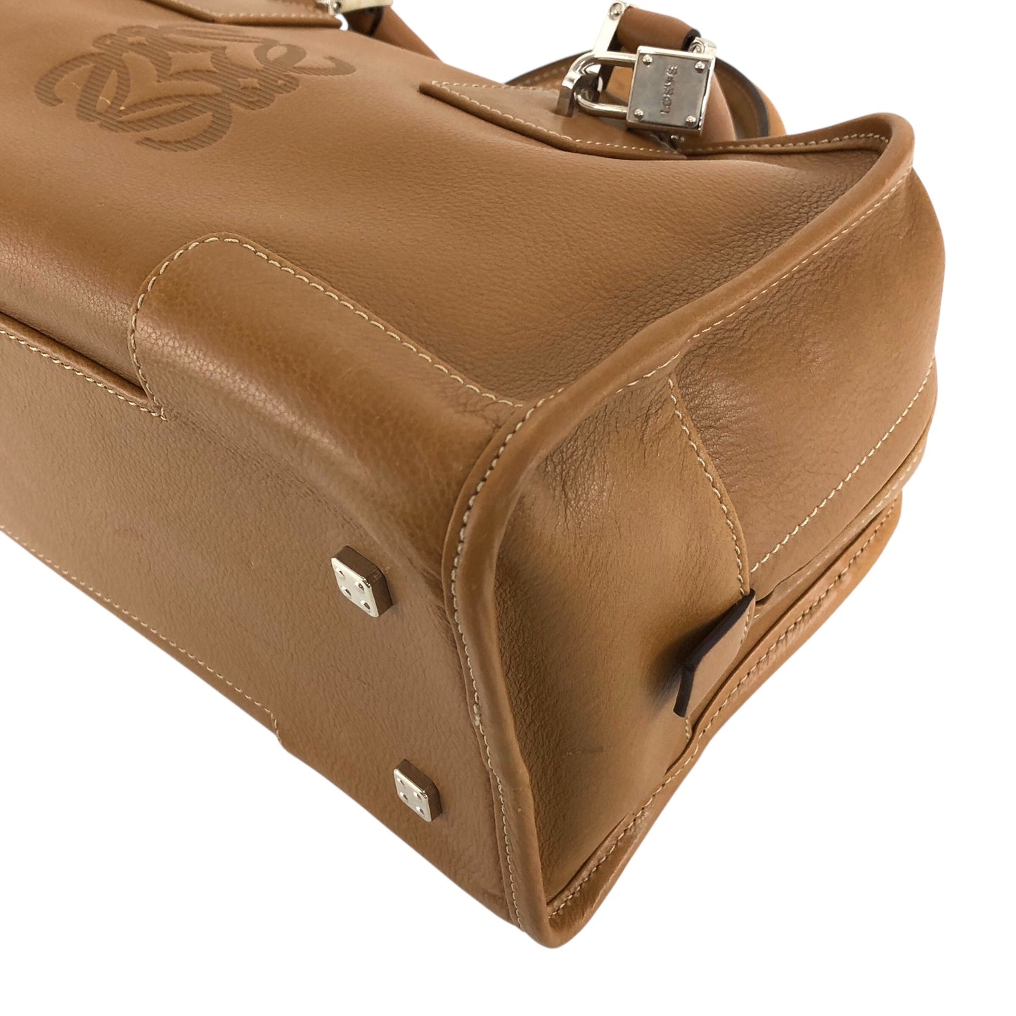 LOEWE Amazona28 Anagram Small Boston bag Handbag Brown Vintage gb6dbp