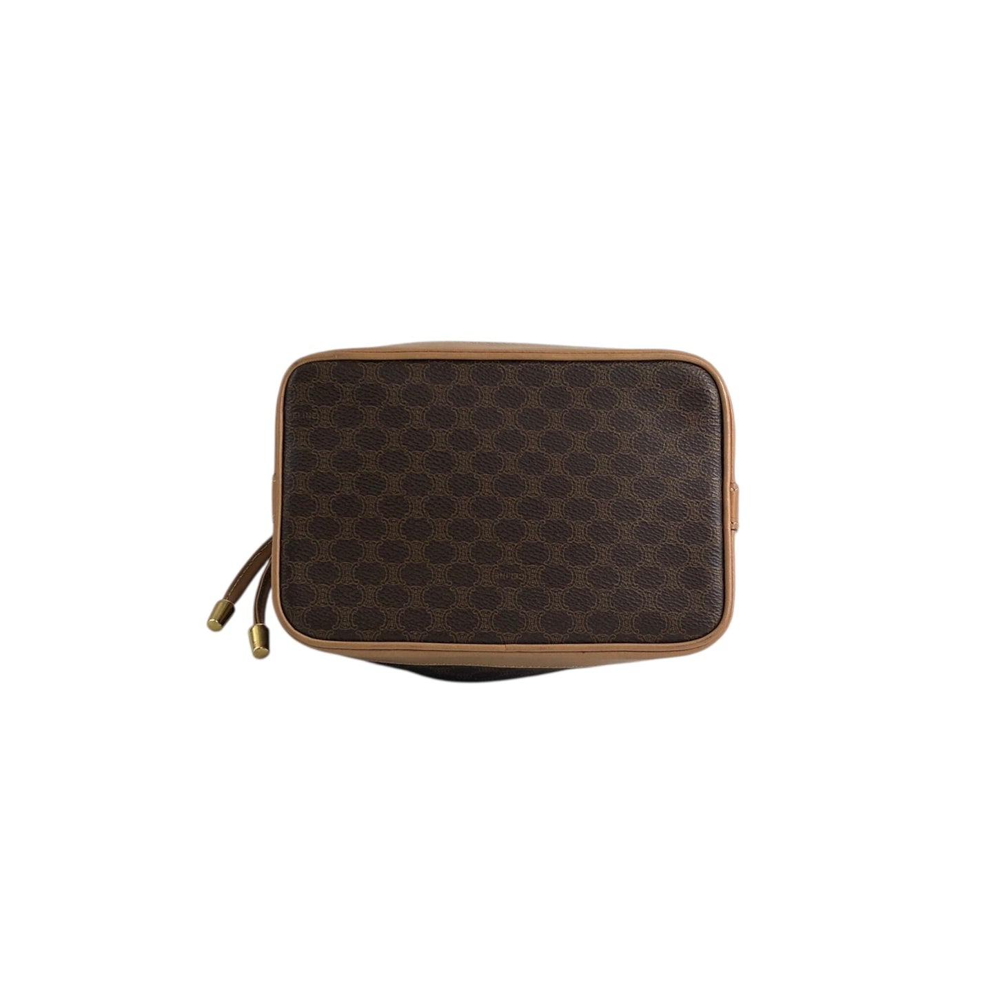 CELINE Macadam Blason Drawstring Shoulder bag Brown Vintage xfu8ij