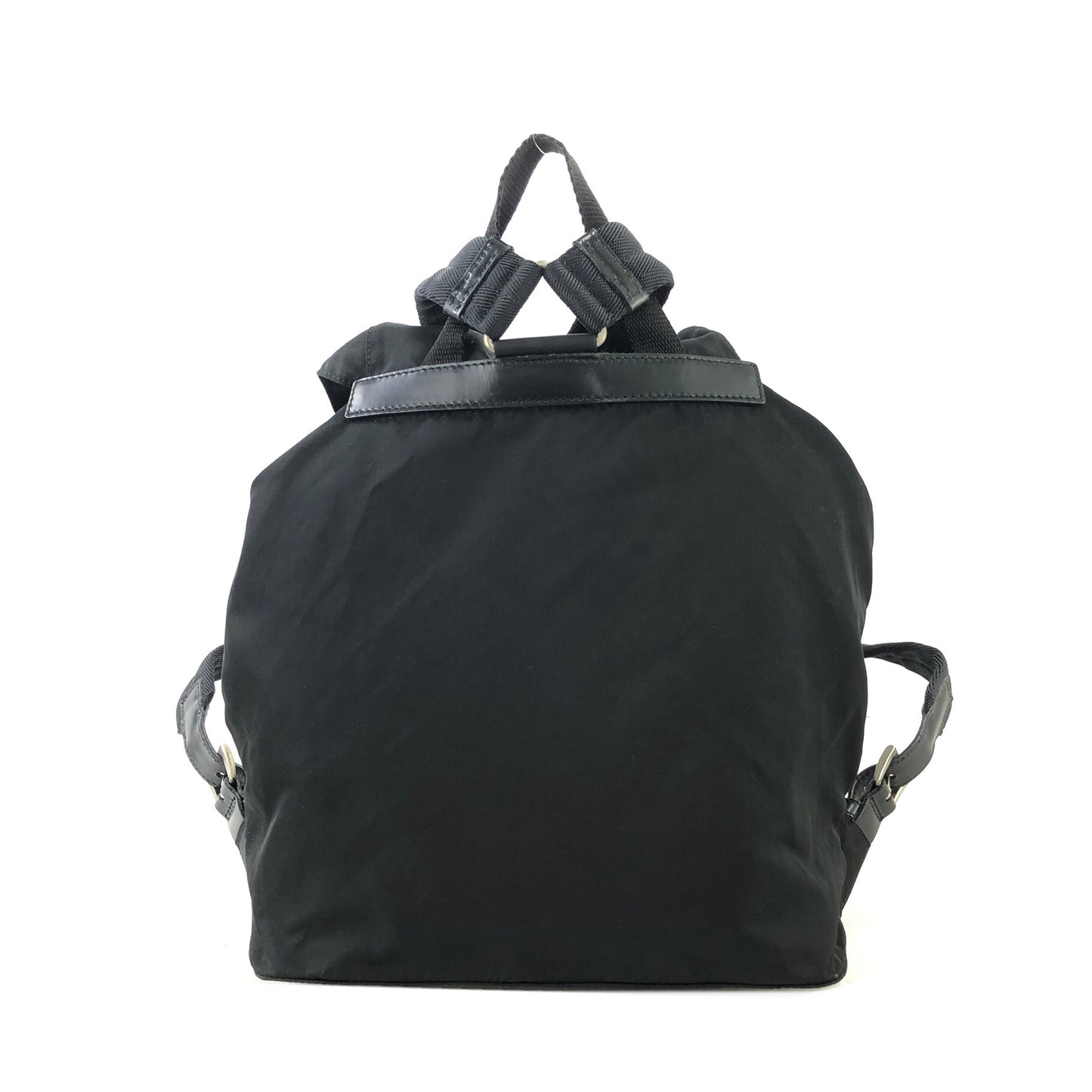 PRADA Triangle Logo Nylon Backpack Black Vintage js64pa
