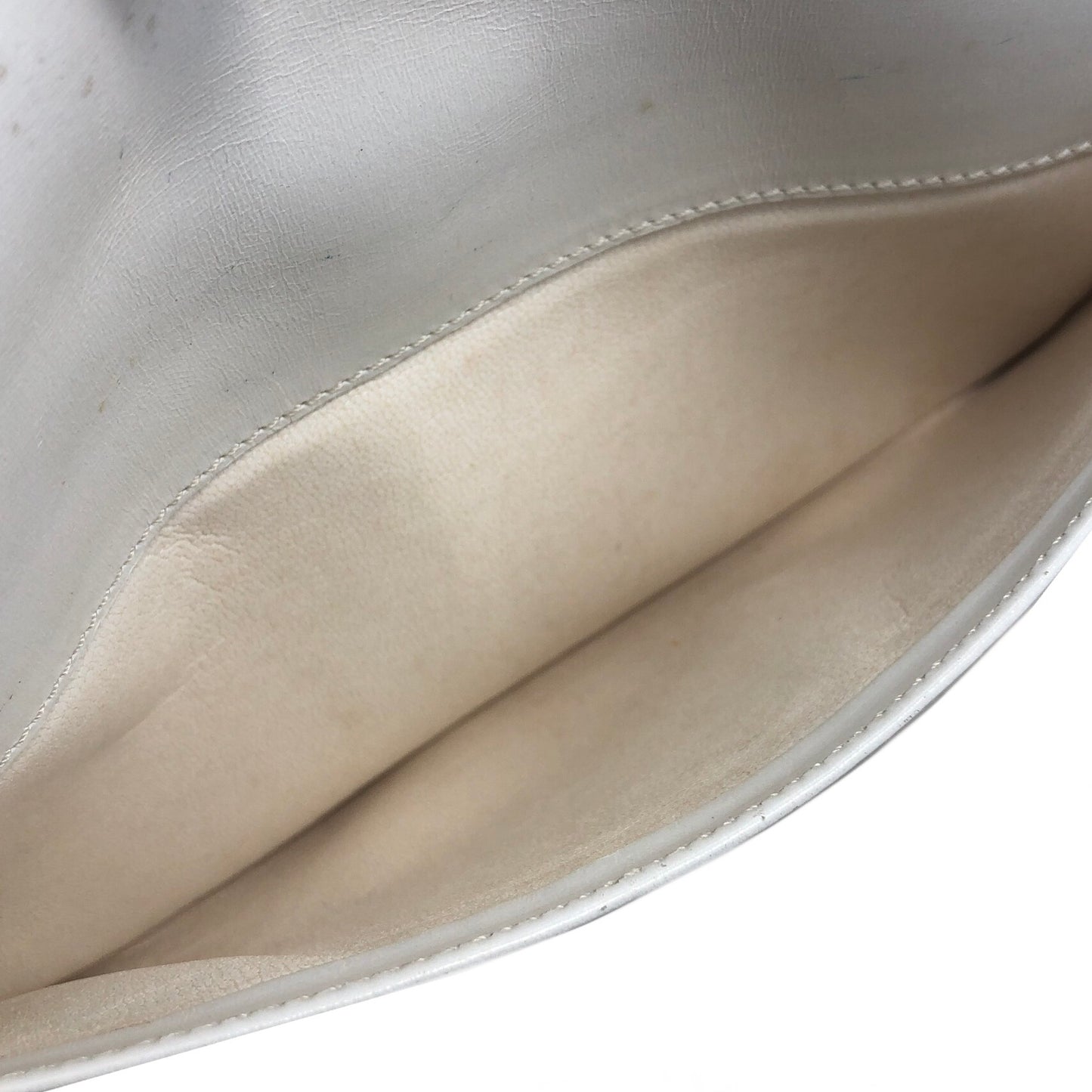 CELINE Triomphe Leather Handbag White Vintage stx6m7