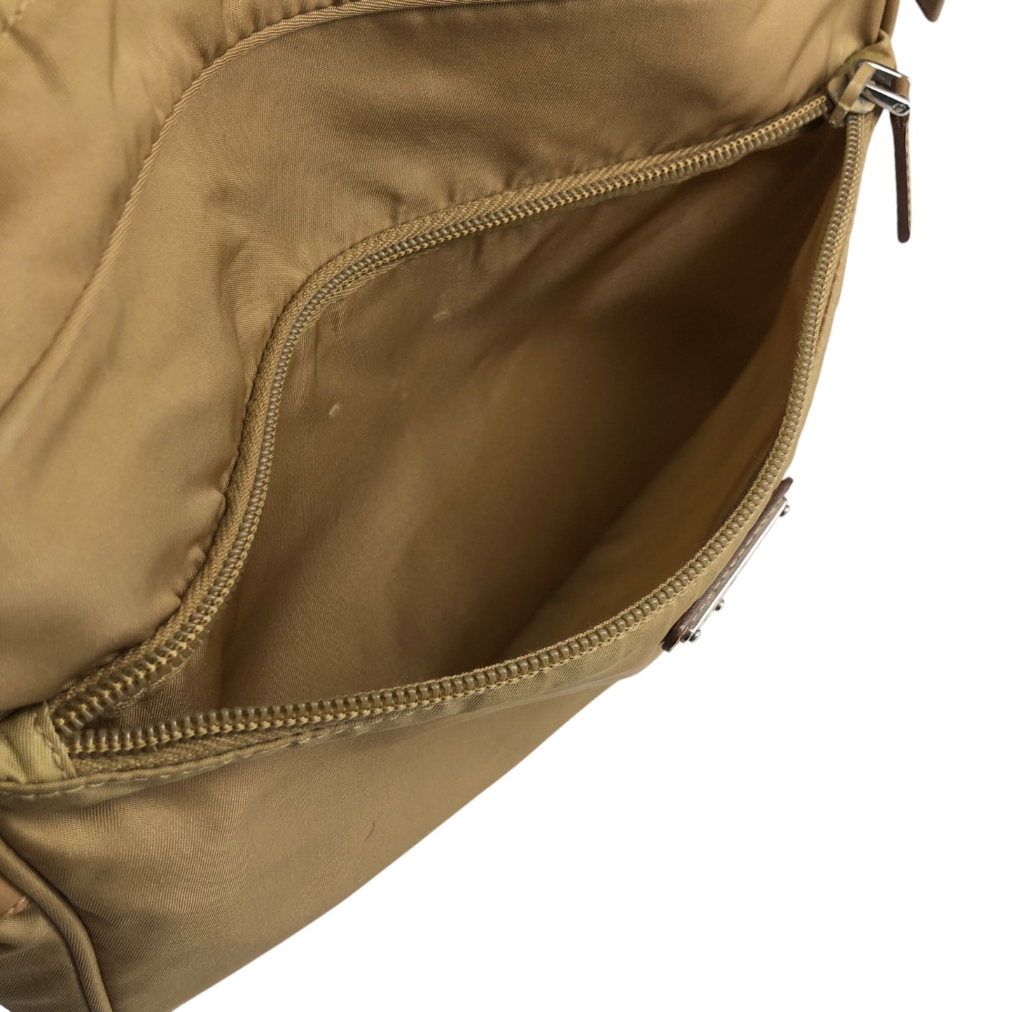 PRADA Triangle Logo Shoulder bag Beige Vintage we3m7k