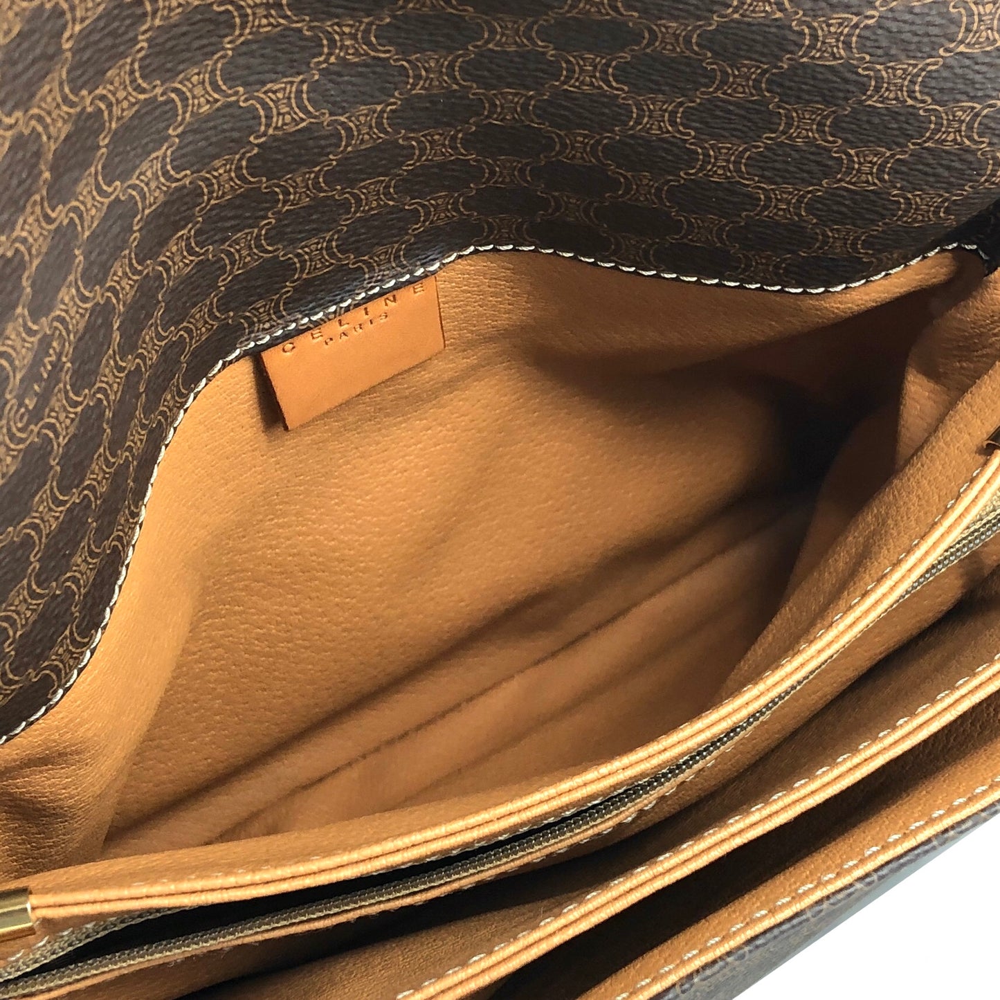 CELINE Macadam Blason Front Buckle Shoulder bag Brown Vintage cju27m