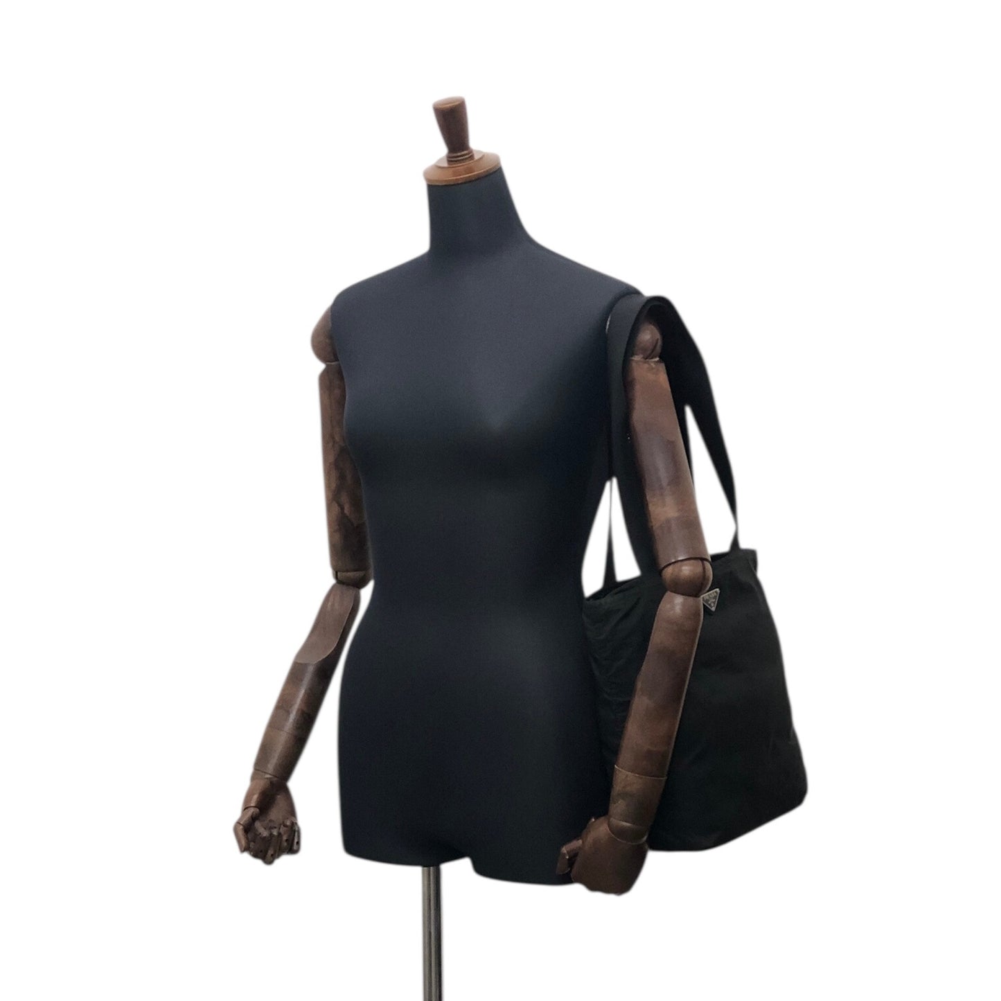 PRADA Tessuto Triangle Logo Totebag Black Vintage dmp62y