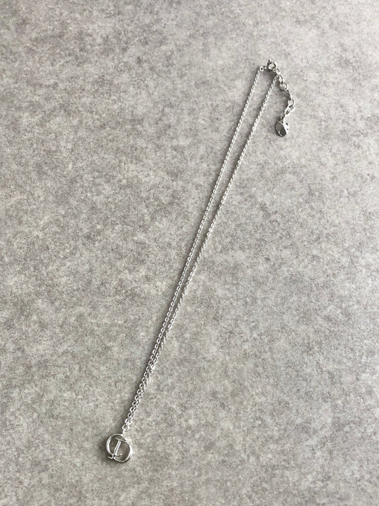 Christian Dior CD Logo Necklace Silver Vintage 7kxzus