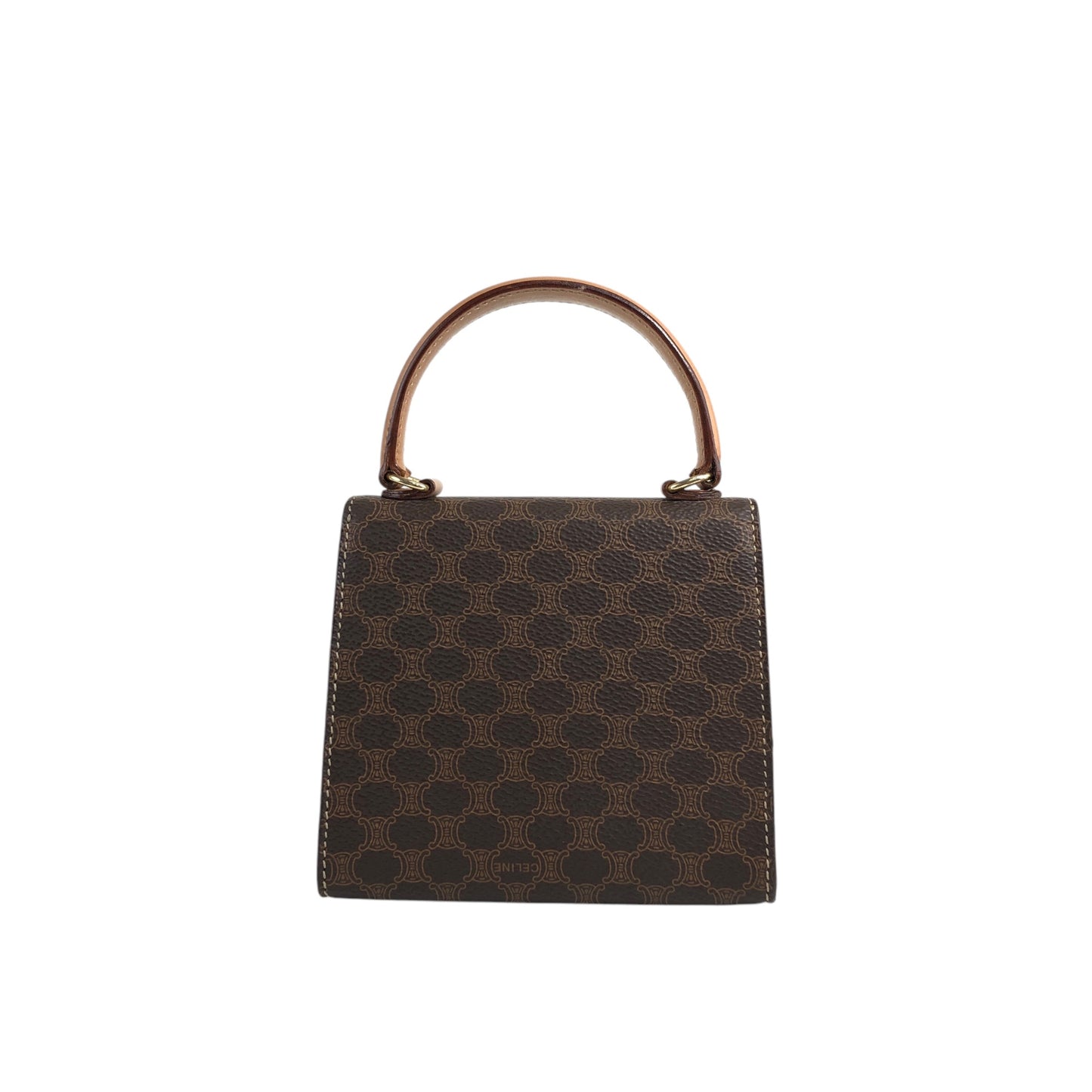CELINE Macadam Gancini Two-way Handbag Shoulder bag Brown Vintage sasmug