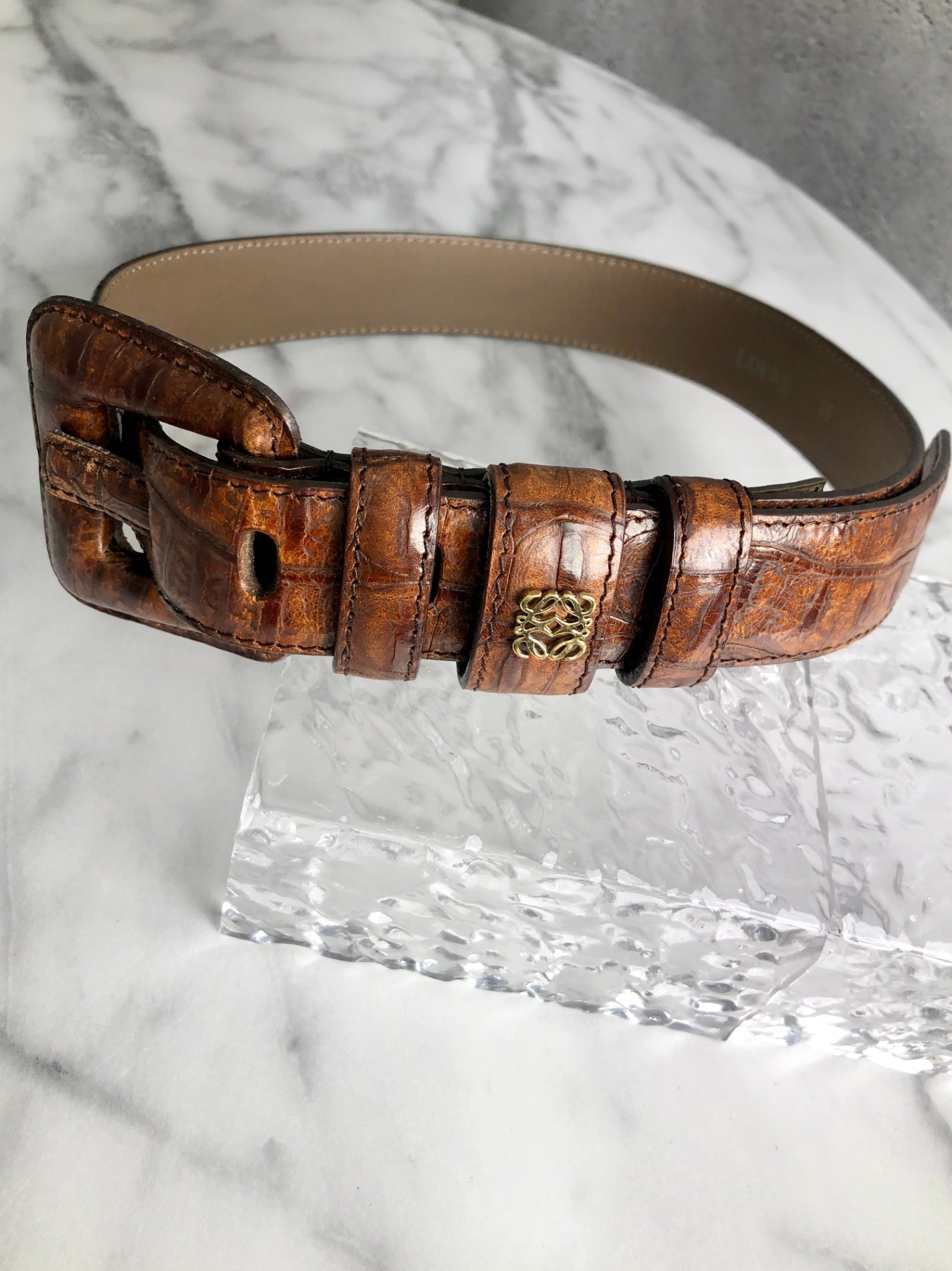 LOEWE Anagram Belt Brown Vintage 6d3xww
