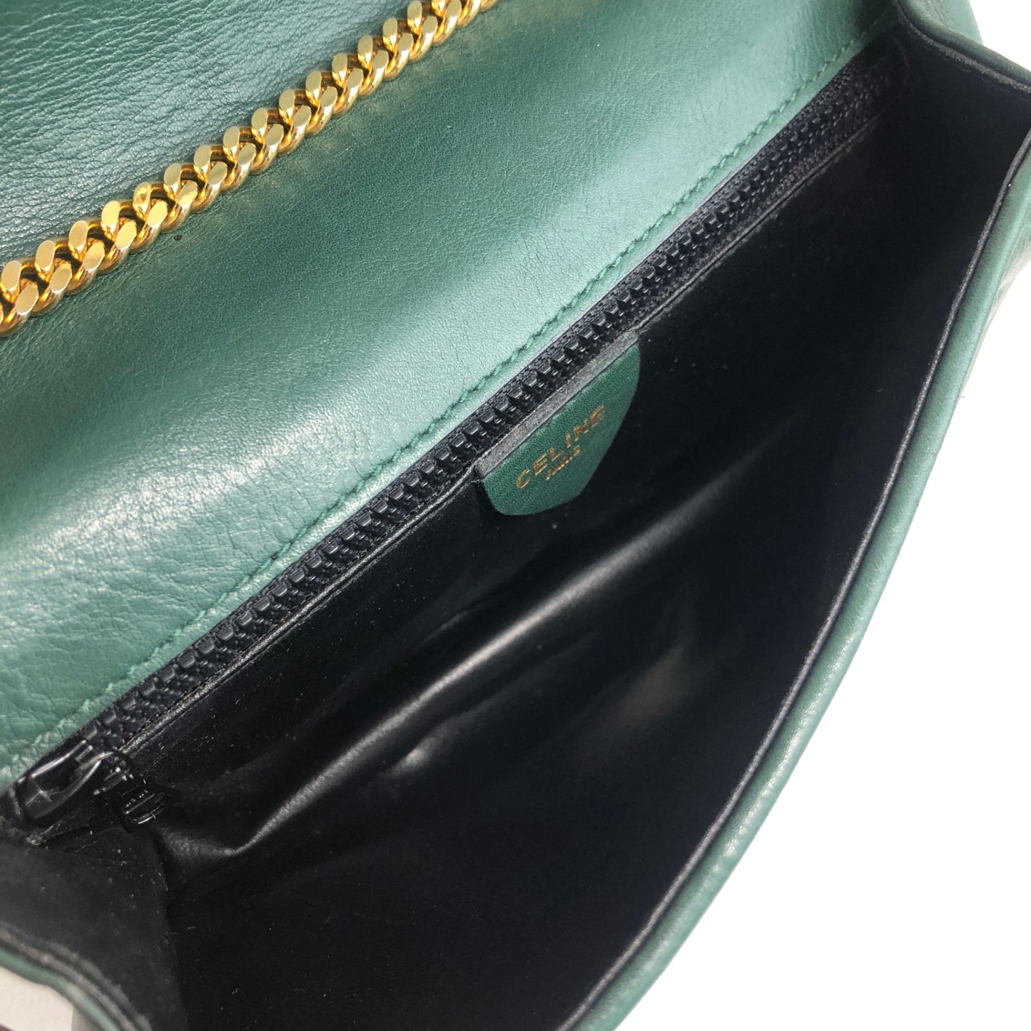 CELINE Triomphe Chain Shoulder bag Green Vintage tbw8uj