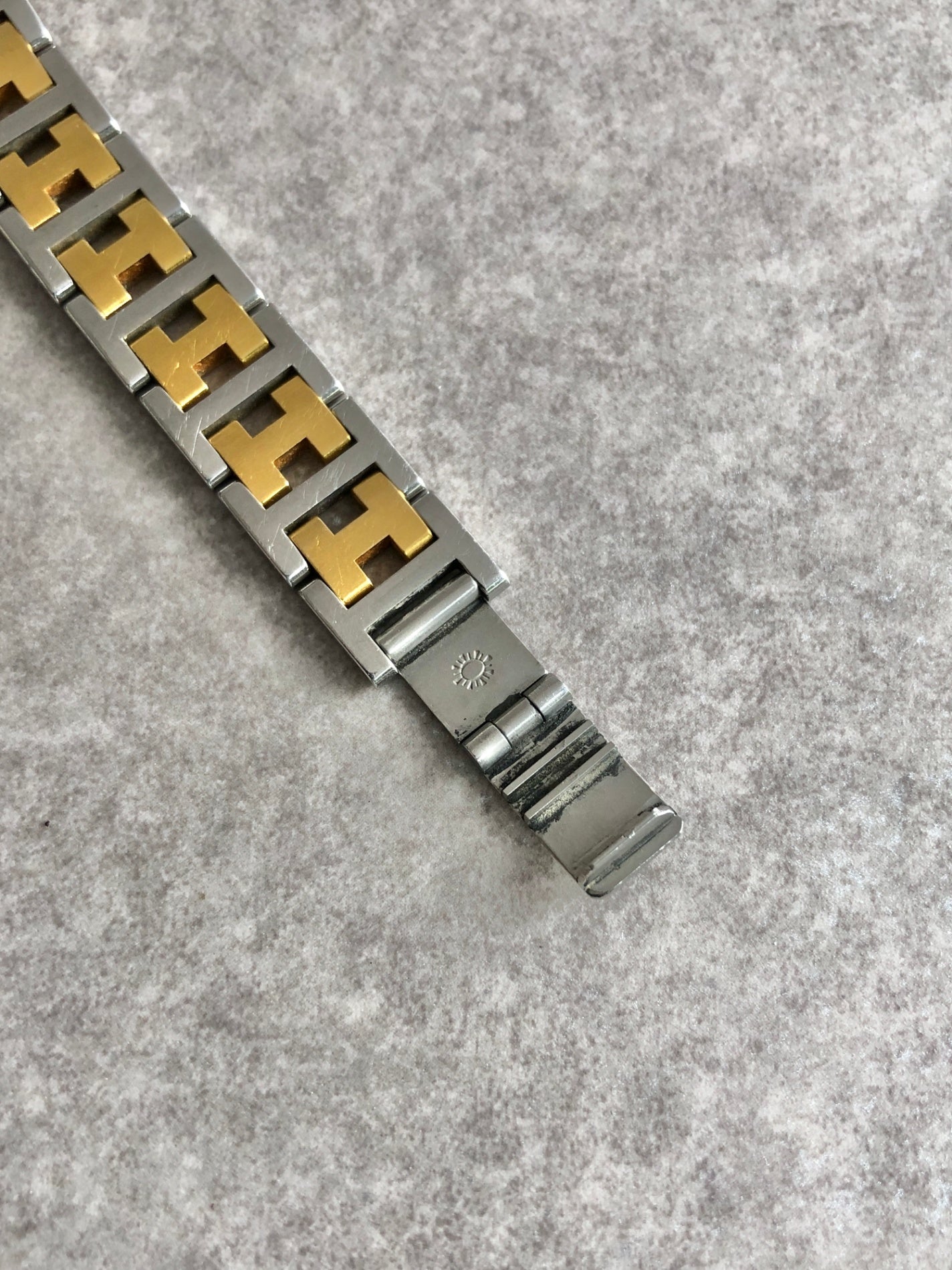 HERMES Quartz Watch Silver×Gold Vintage 7ahpvs