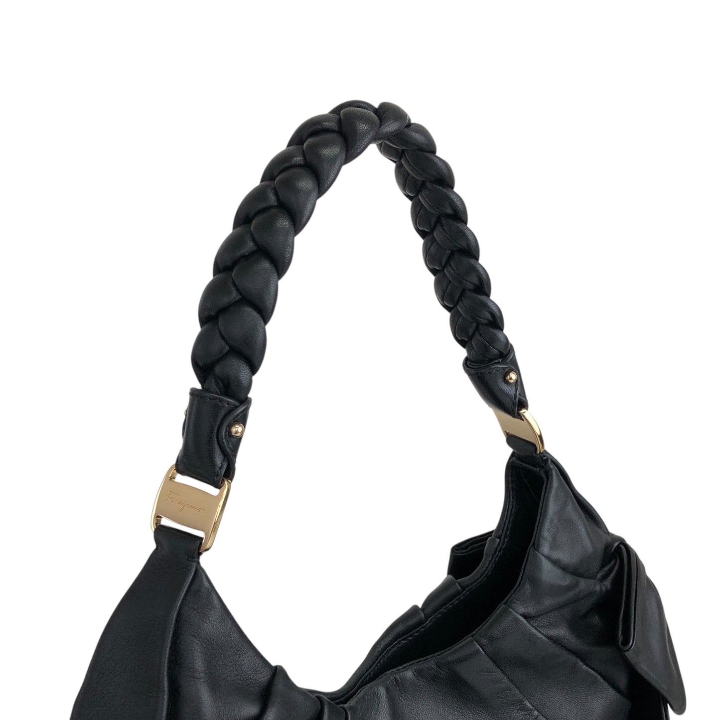 Salvatore Ferragamo Vala Ribbon Shoulder bag Black Vintage r8f2um