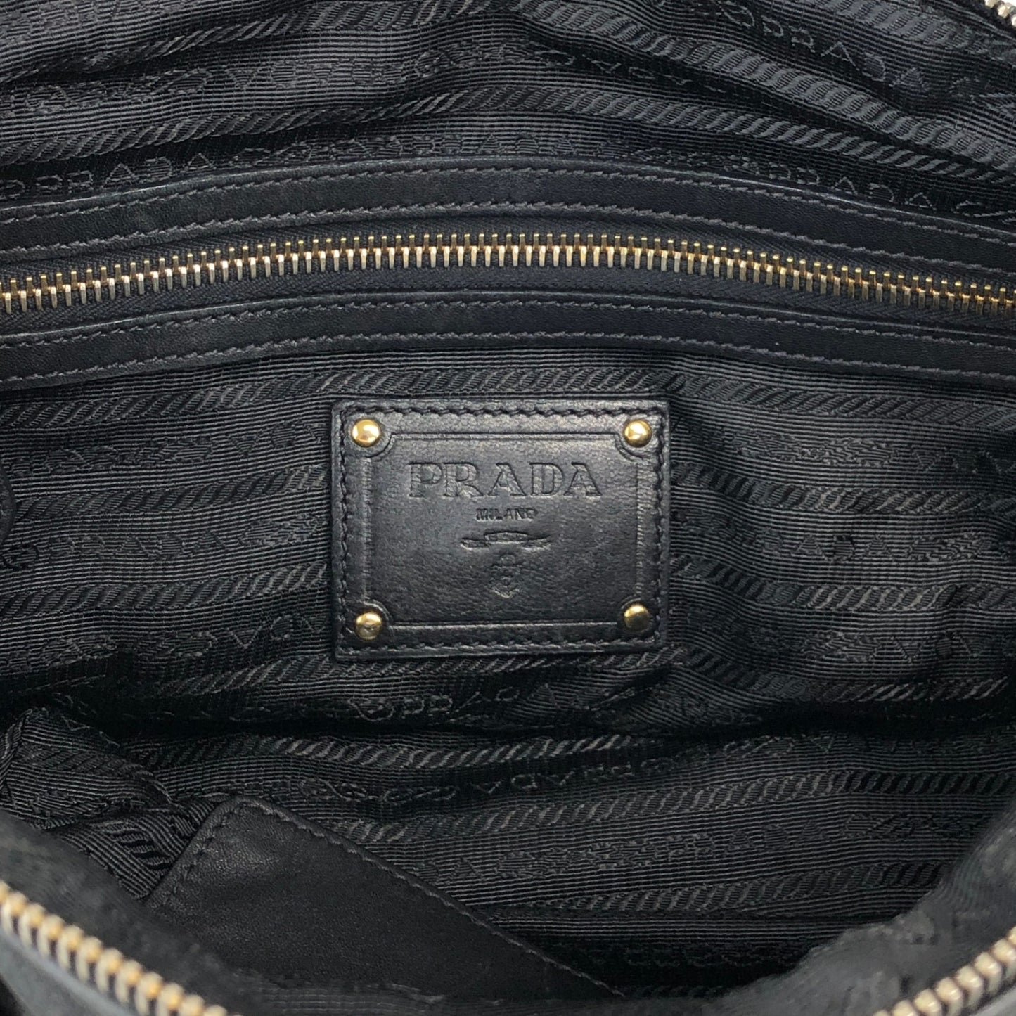 PRADA Logo Two-way Handbag Shoulder bag Black Vintage ashbj6