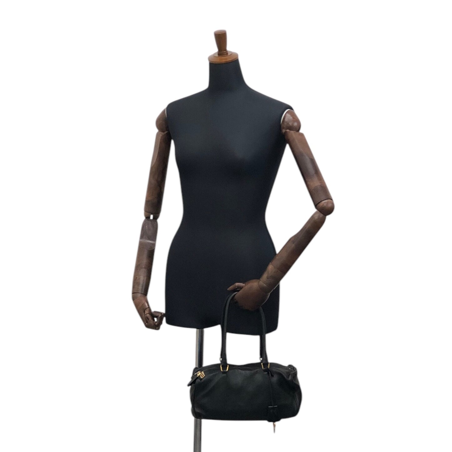 PRADA Padlock Handbag Black Vintage k84sjm
