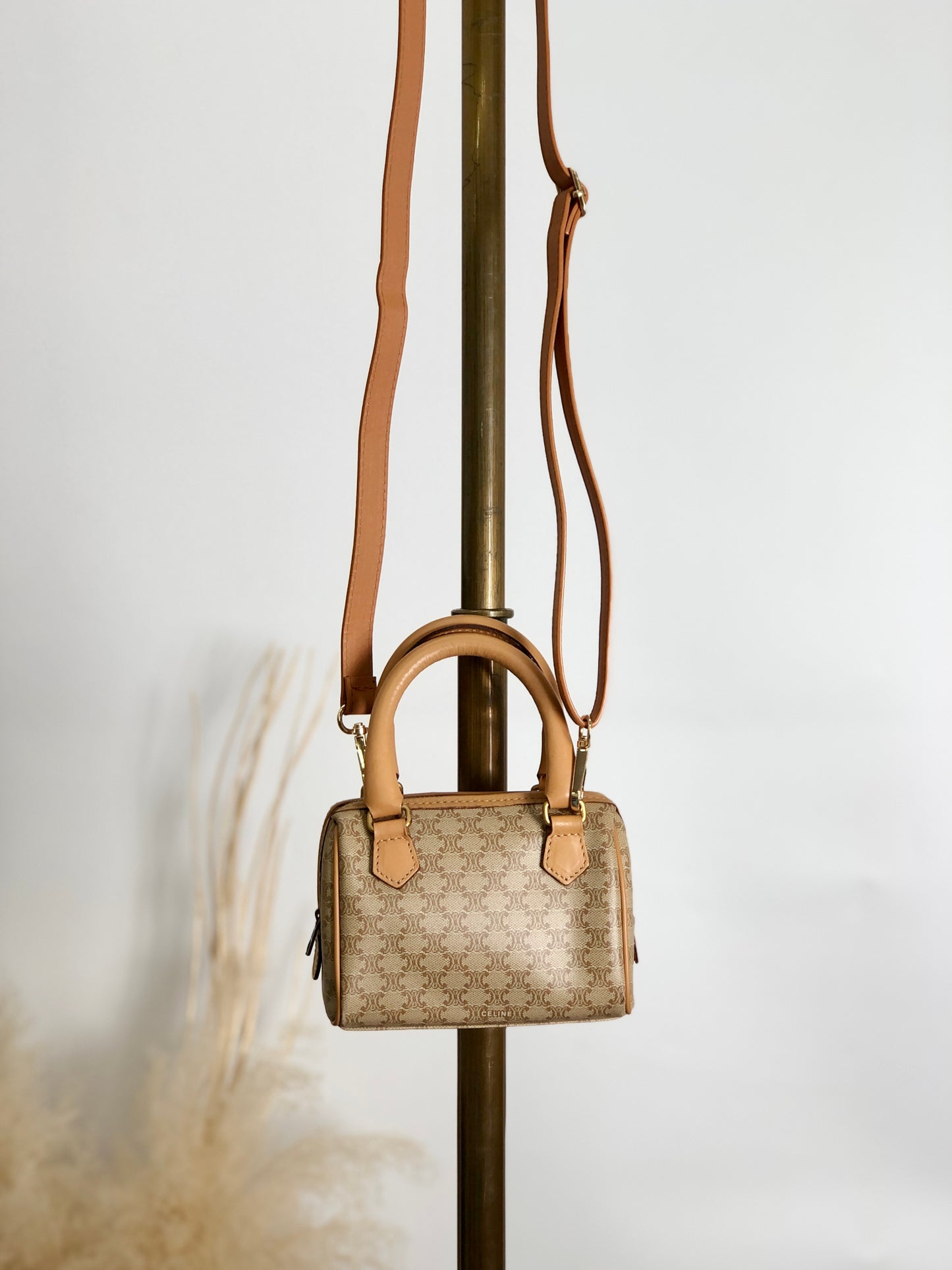 CELINE Macadam 兩用小號手提包單肩包米色復古 ecy7xt