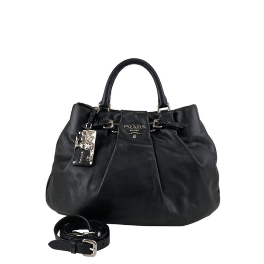 PRADA Logo Two-way Handbag Shoulder bag Black Vintage guwiir