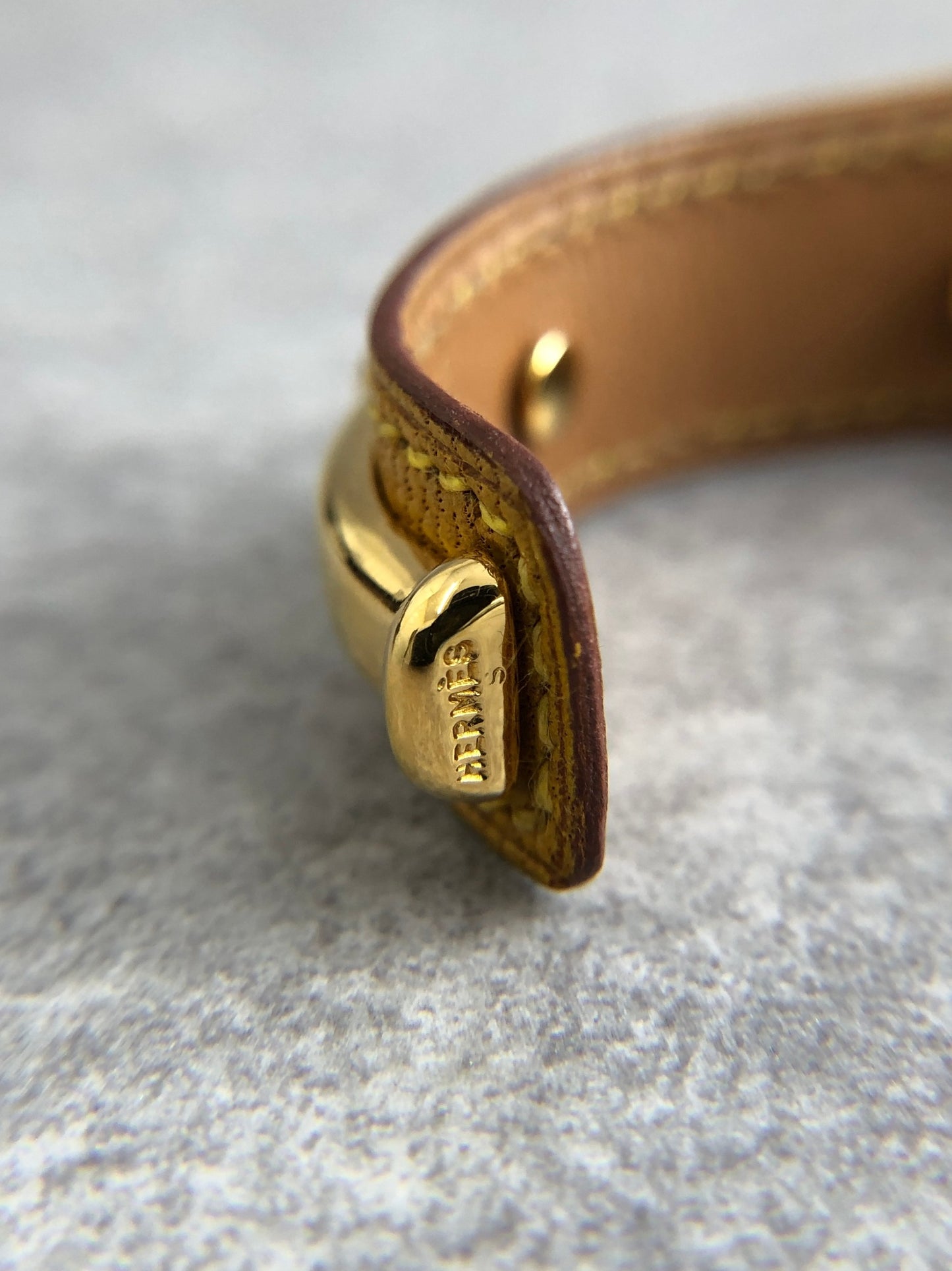 HERMES Bangle Brown×Gold Vintage zs3m5h