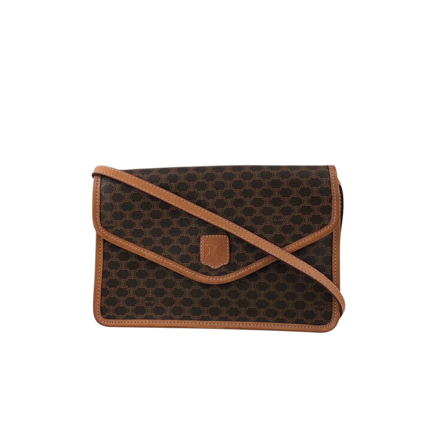 CELINE Macadam Blason Shoulder bag Brown Vintage tfmjuy