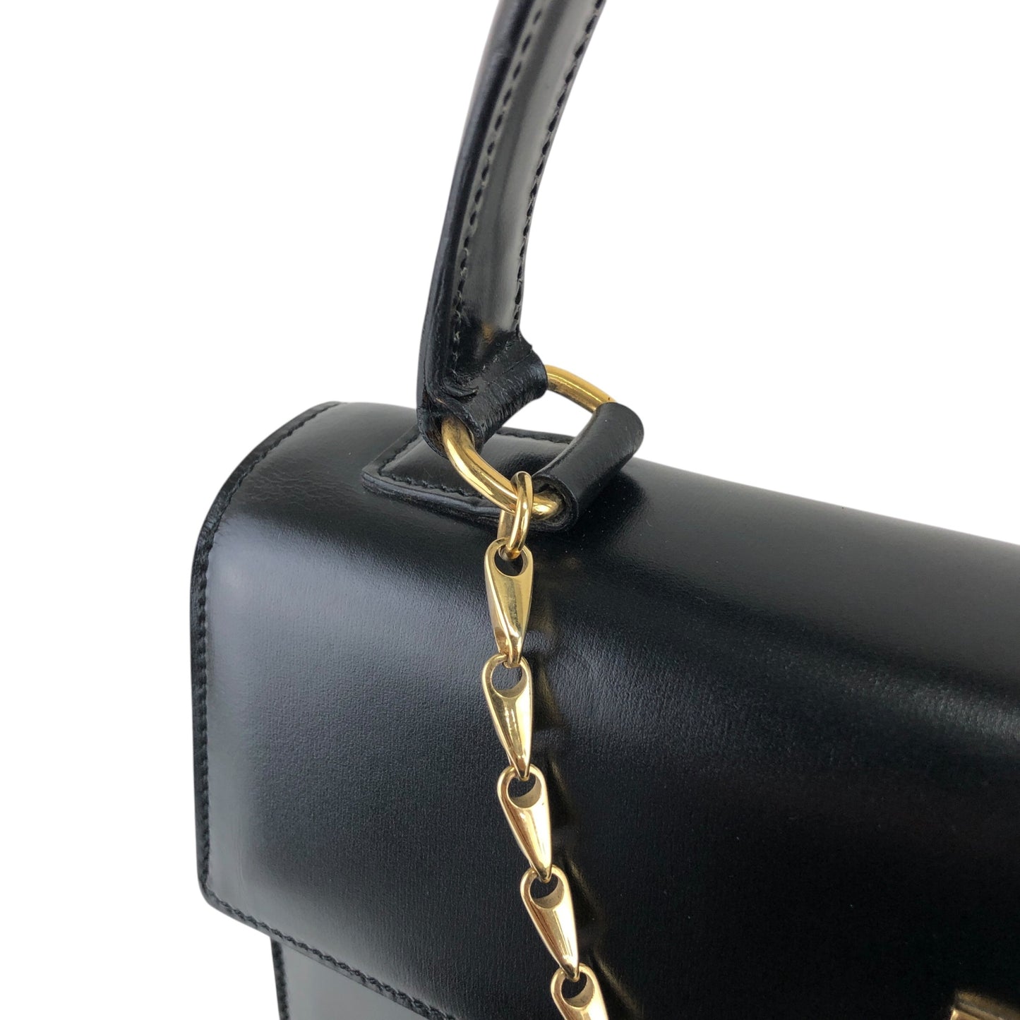 CELINE Gancini Two-way Top Handle Handbag Shoulder bag Black Vintage cjehs7