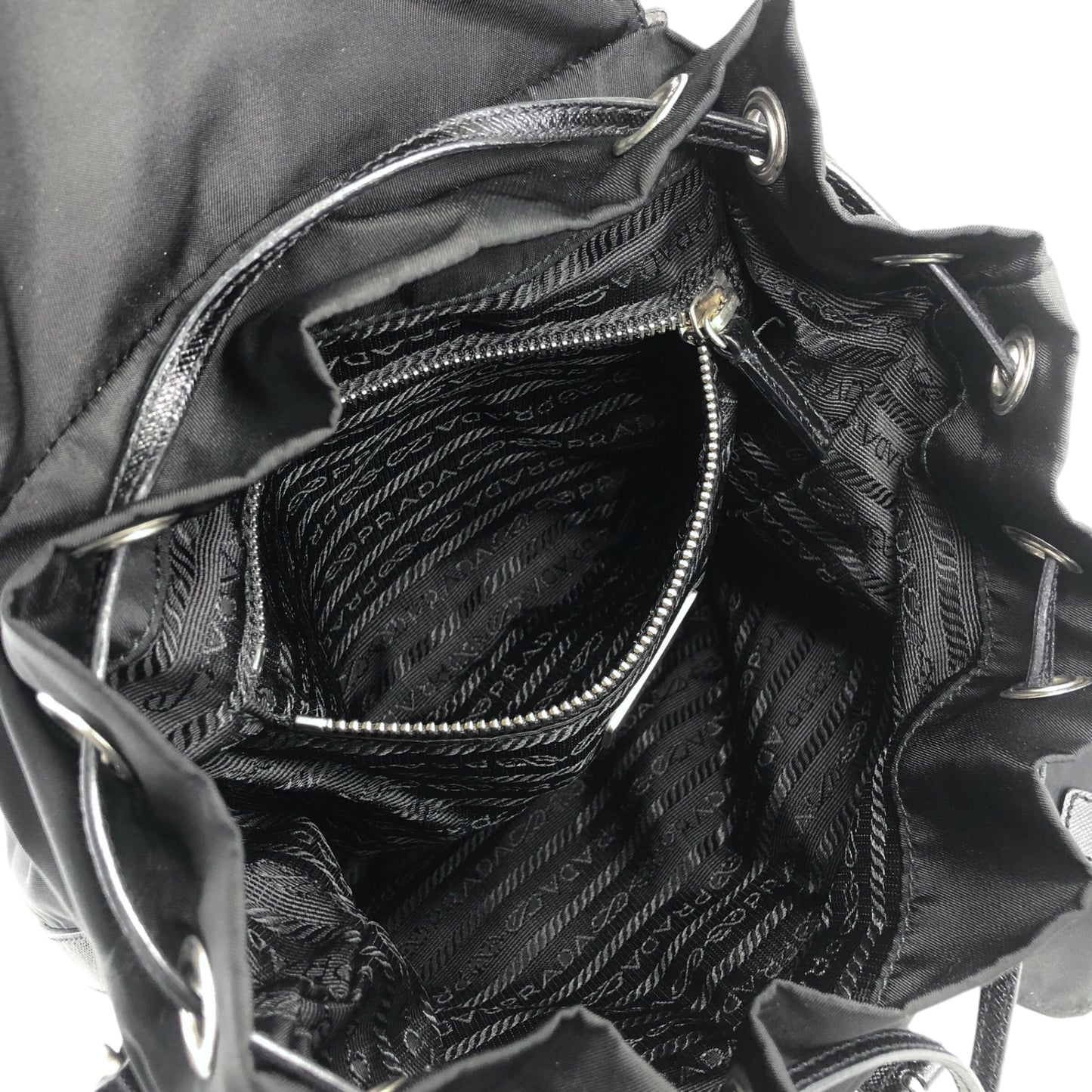 PRADA Triangle Logo Front Buckle Shoulder bag Black Vintage fkfvej