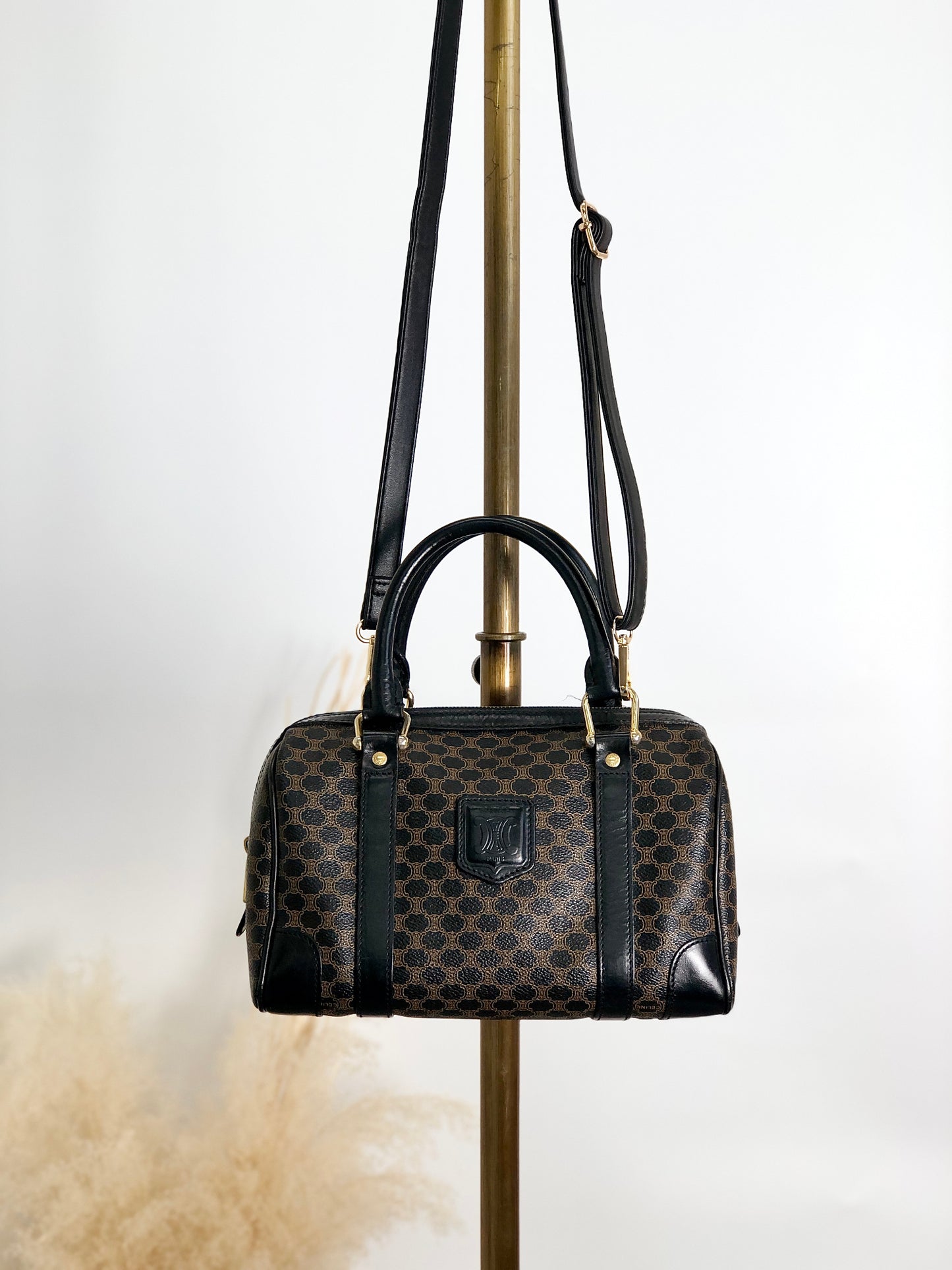 CELINE Macadam Blason Two-way Shoulder bag Boston bag Brown Vintage 5uamii