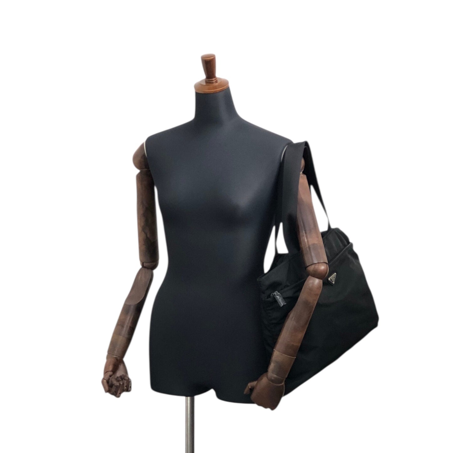 PRADA Tessuto Triangle Logo Totebag Black Vintage t7z4fj