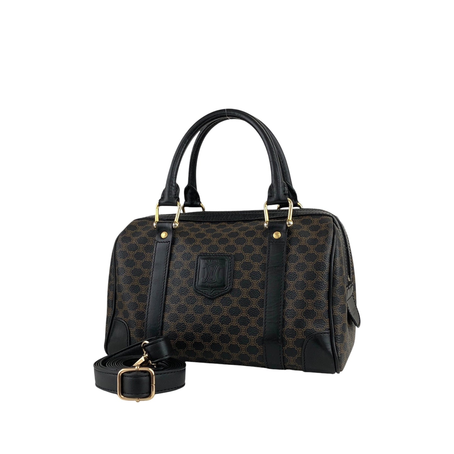 CELINE Macadam Blason Two-way Shoulder bag Boston bag Brown Vintage 5uamii
