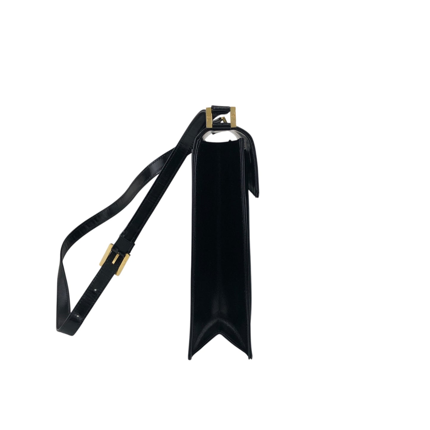 Yves Saint Laurent Logo Shoulder bag Black Vintage stwefg