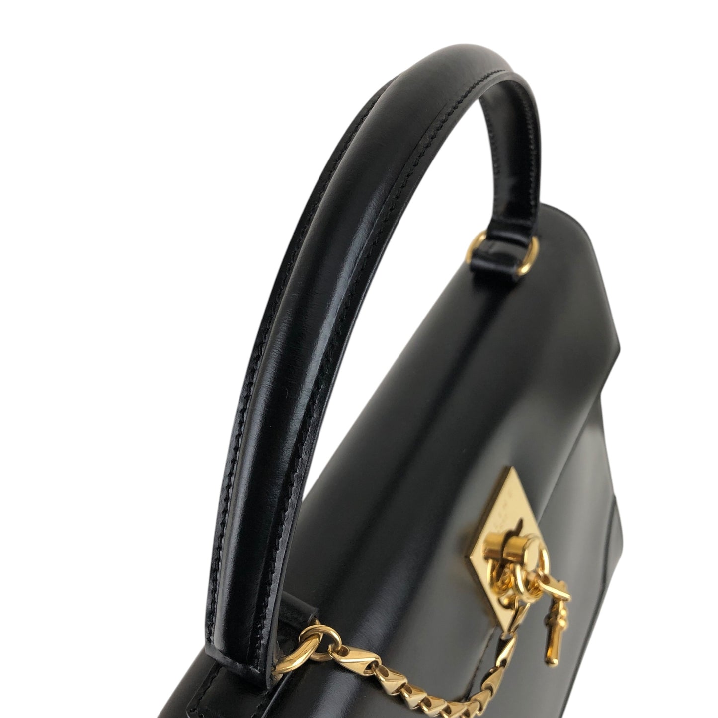 CELINE Gancini Two-way Top Handle Handbag Shoulder bag Black Vintage cjehs7
