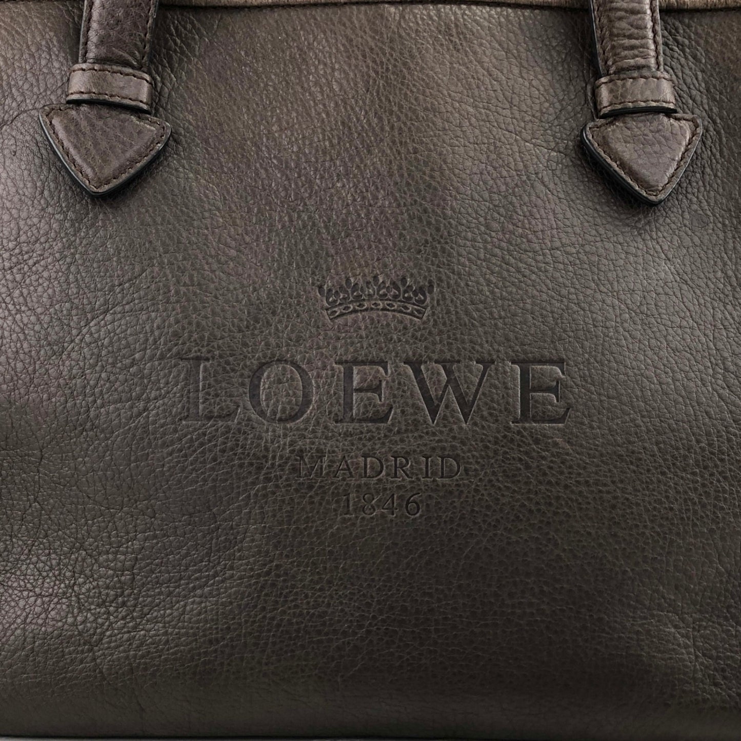 LOEWE 標誌壓花手提包棕色復古 i7rj5t