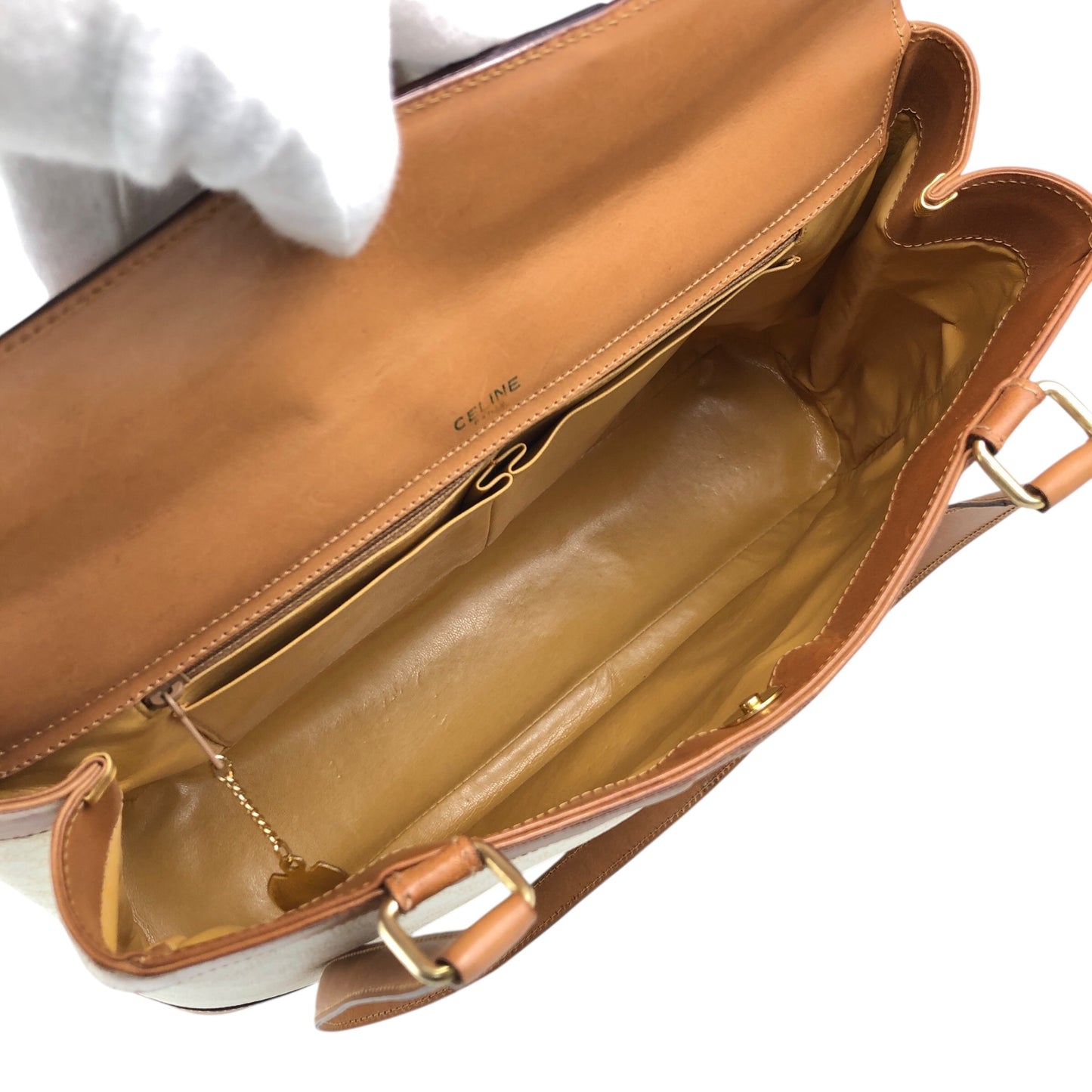 CELINE Macadam Blason Handbag White Vintage jebkgk