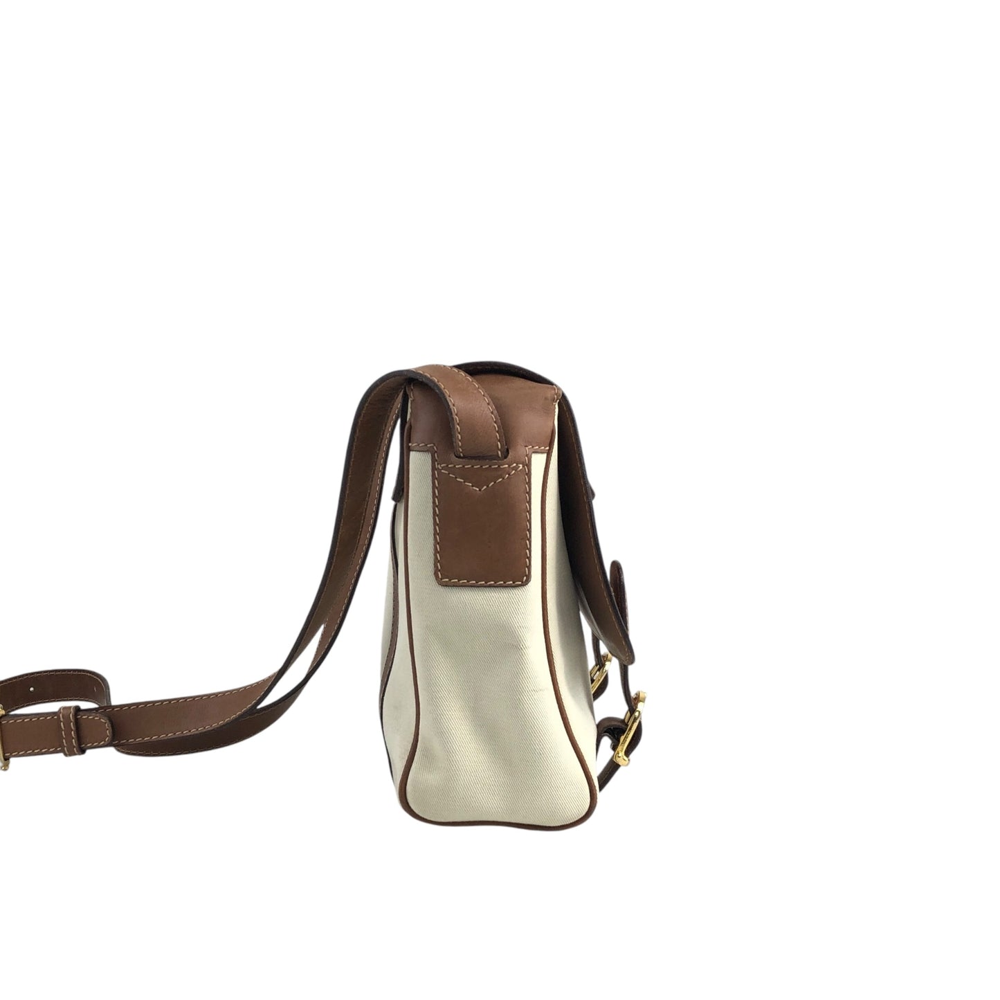 CELINE Blason Shoulder bag White×Brown Vintage ue3evj
