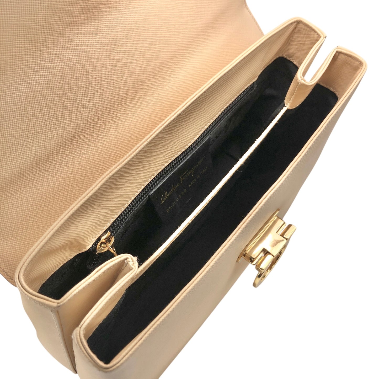 Salvatore Ferragamo Gancini Two-way Handbag Shoulder bag Beige Vintage khdcf6