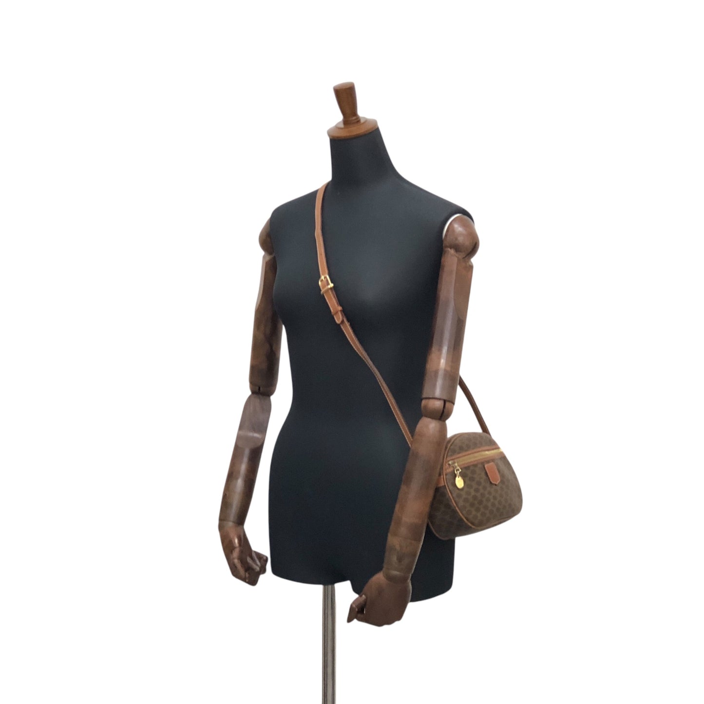 CELINE Macadam Blason Round Shoulder bag Brown Vintage 832m4p