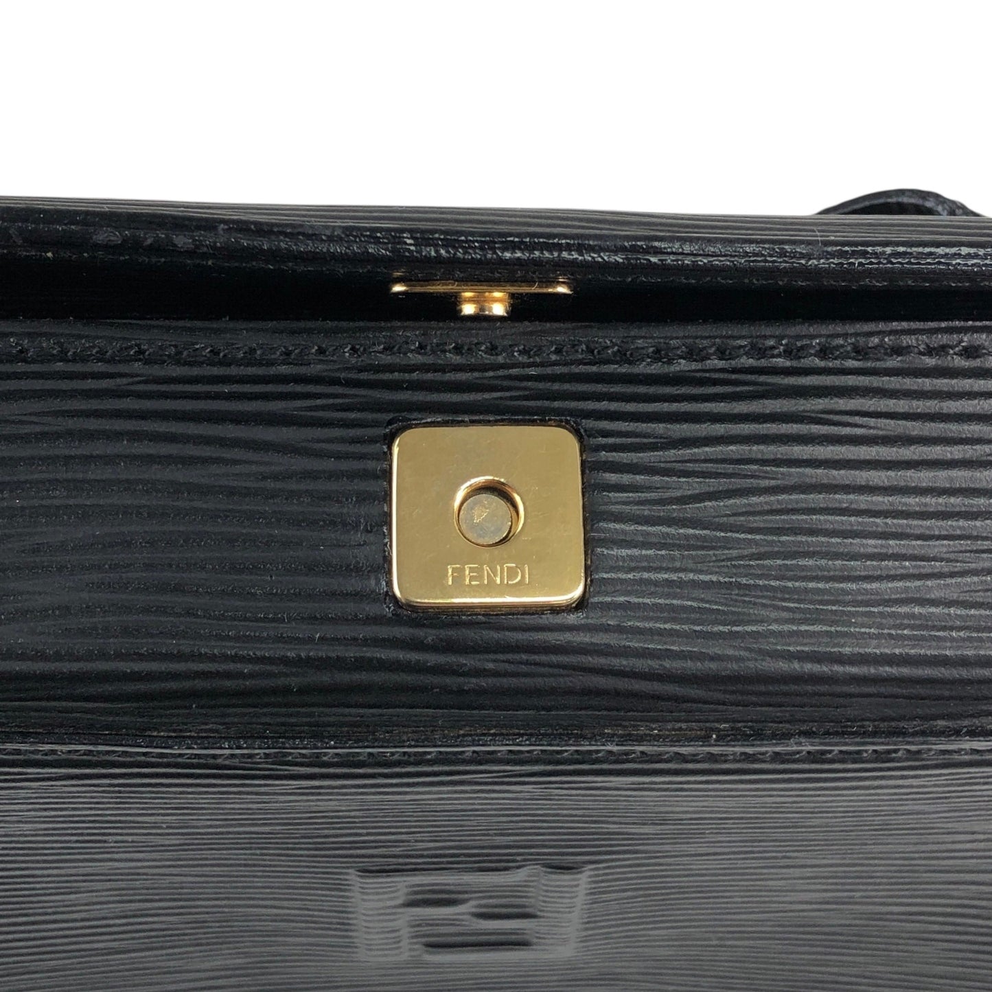 FENDI Logo Embossed Shoulder bag Black Vintage asc2di