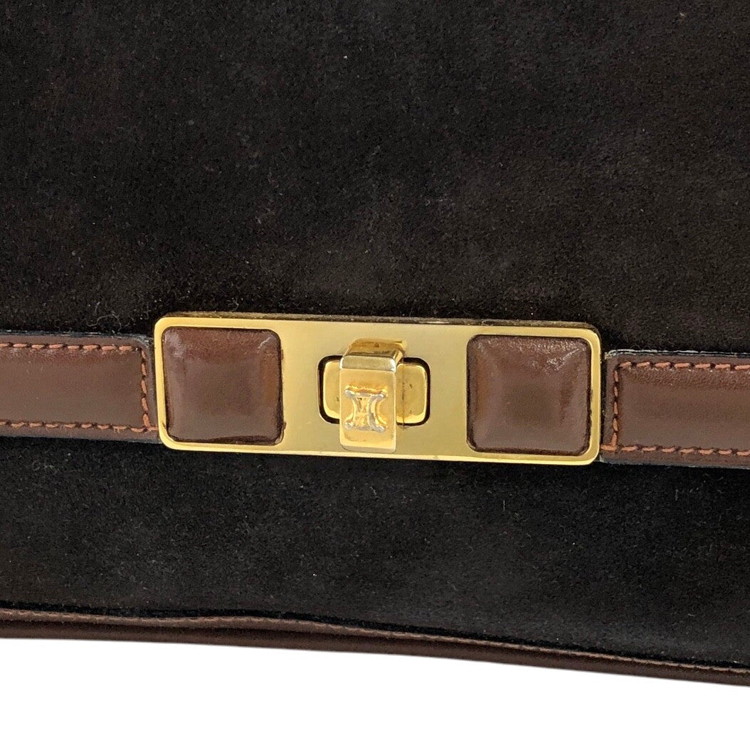 CELINE Blason Turn Lock Shoulder bag Brown Vintage j6d53x