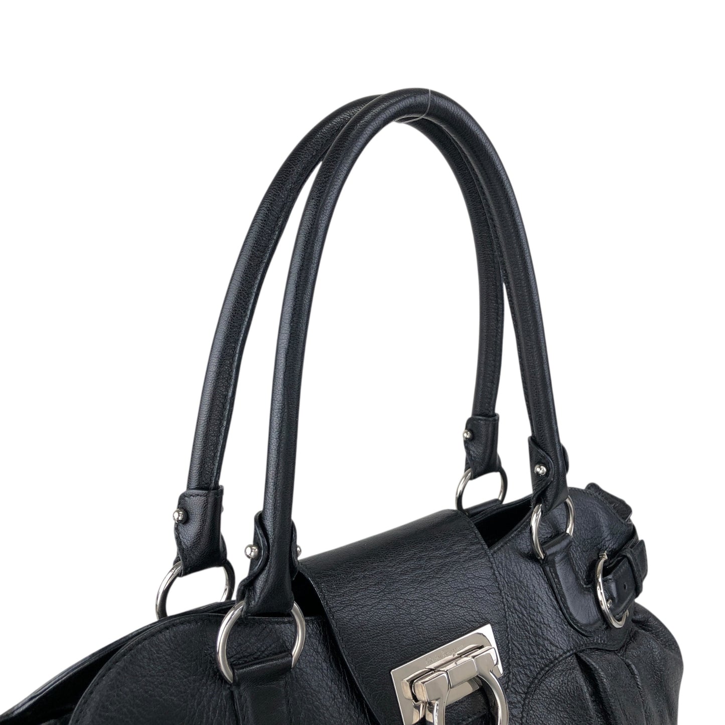 Salvatore Ferragamo Gancini Handbag Black Vintage igucky