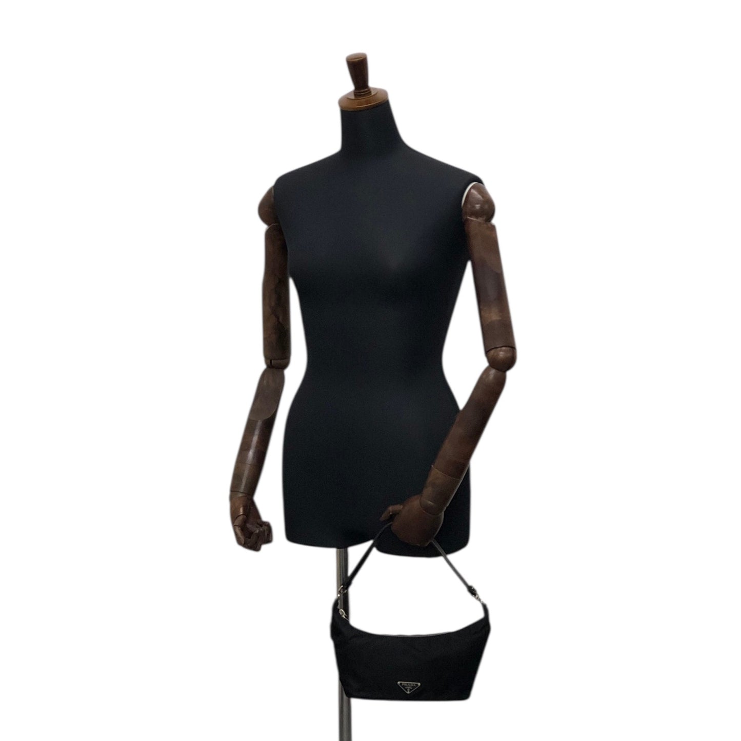 PRADA Tessuto Triangle Logo Small Handbag Black Vintage 2efib2