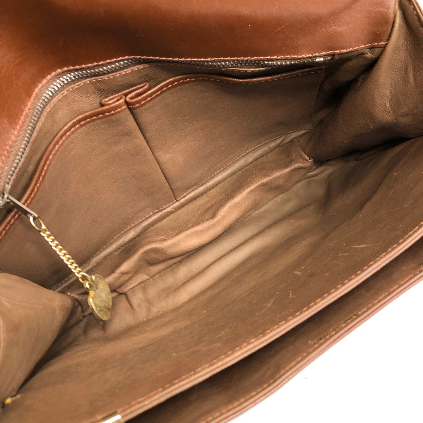 CELINE Blason Turn Lock Shoulder bag Brown Vintage j6d53x