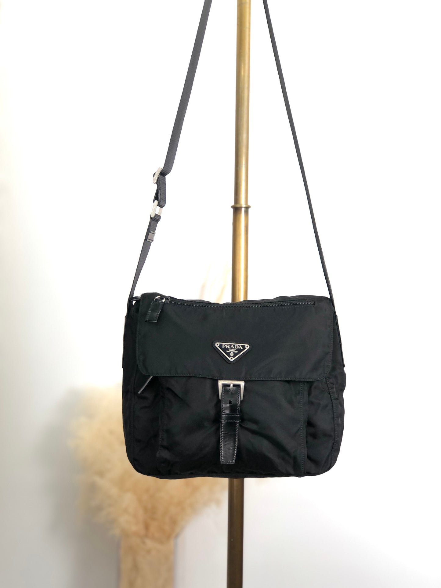 PRADA Triangle Logo Shoulder bag Black Vintage mv3hns