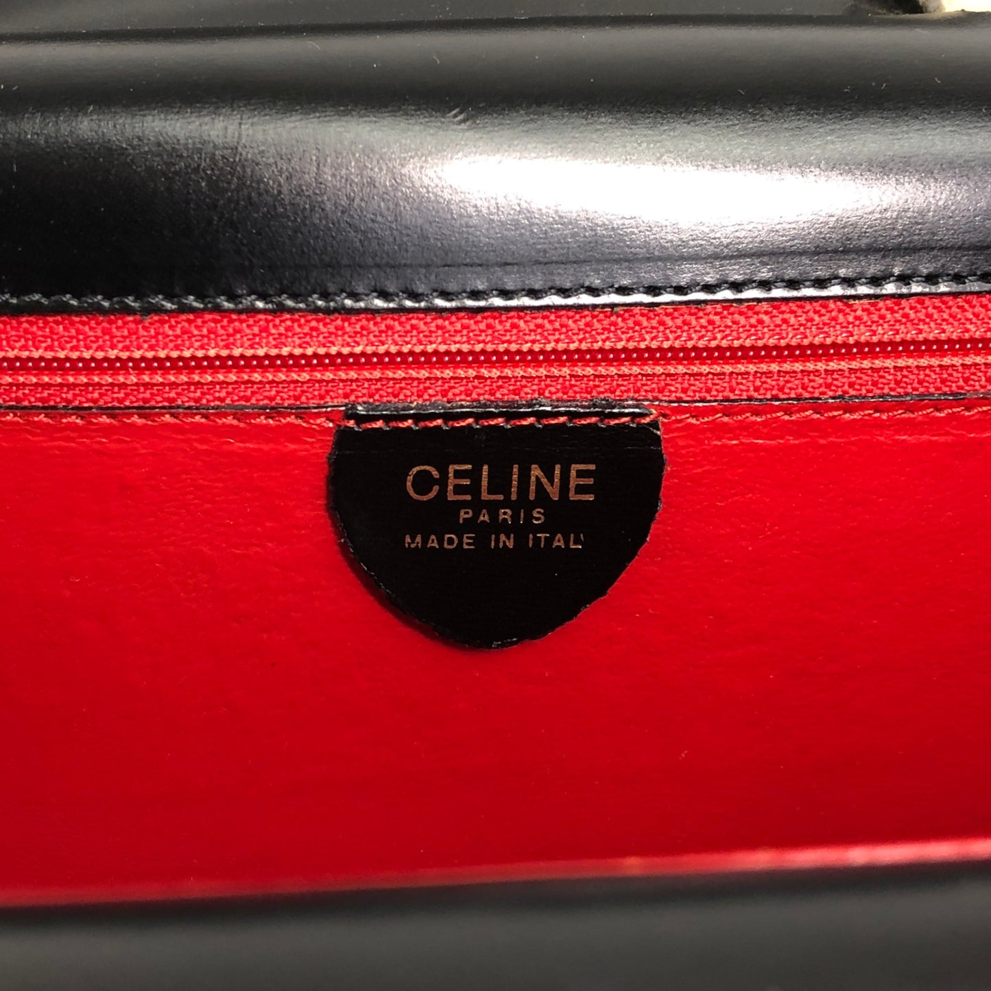 CELINE Horse Bit Double Flap Handbag Black Vintage istaf6