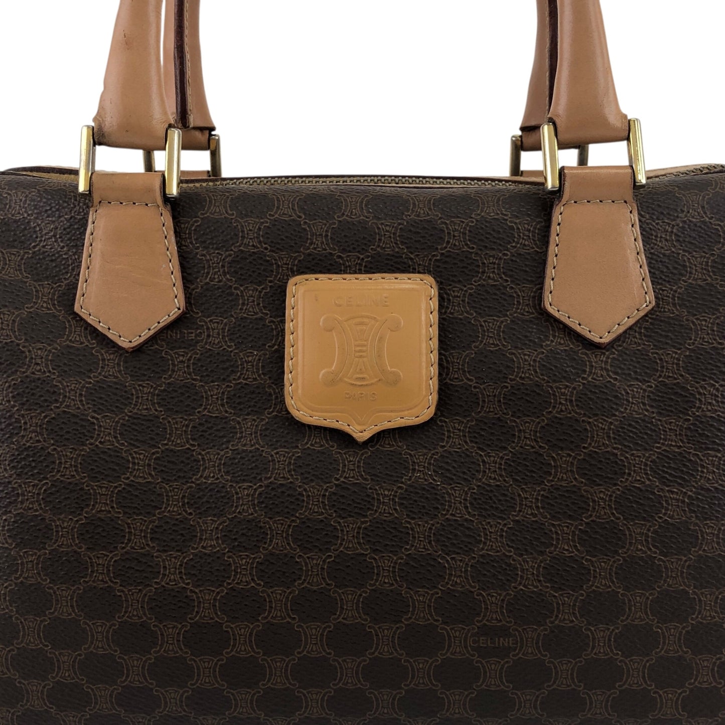 CELINE Macadam Blason Two-way Boston bag Brown Vintage hhykvt