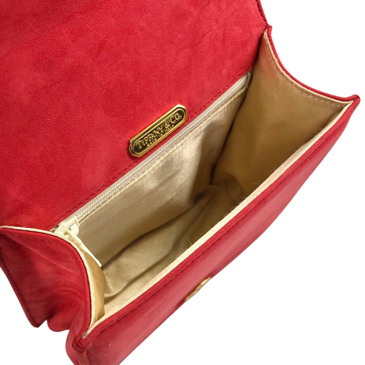 Tiffany & Co. Logo Small Chain Handbag Red Vintage gphne8