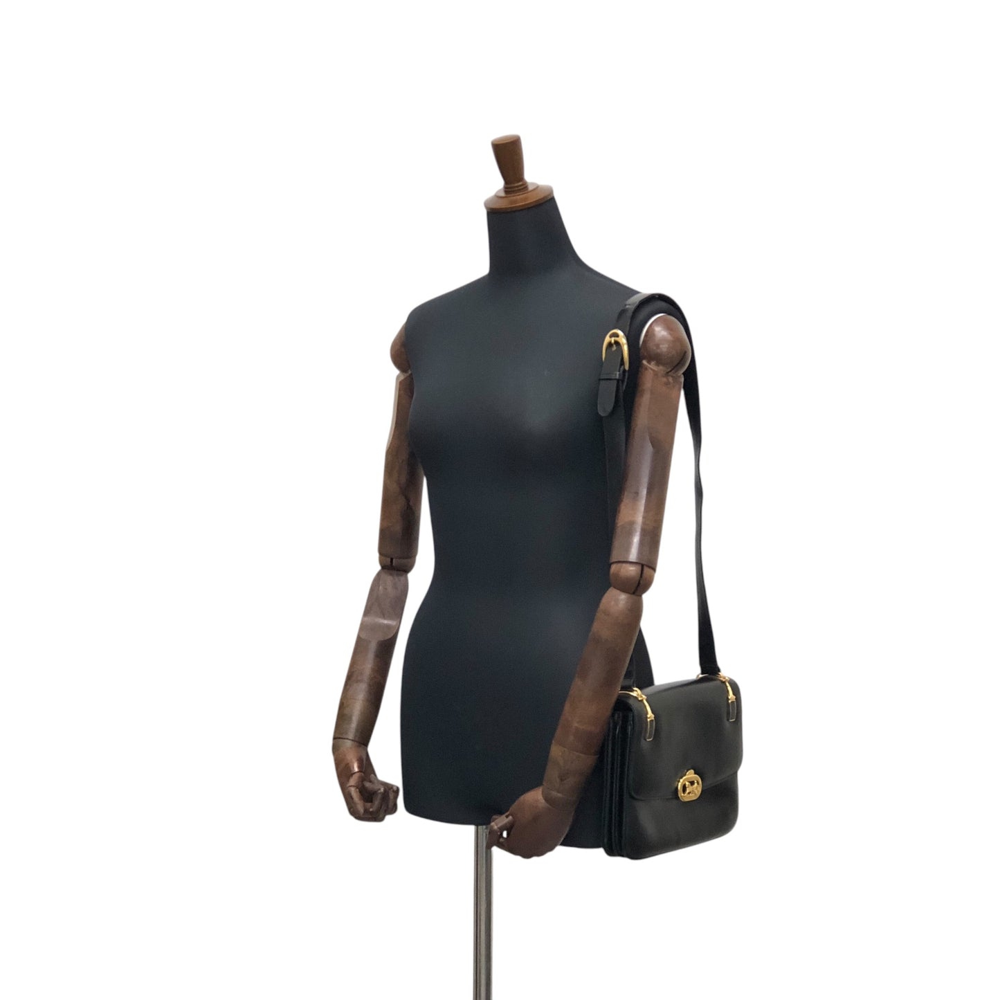 CELINE Horse Carriage Shoulder bag Black Vintage s2znbb
