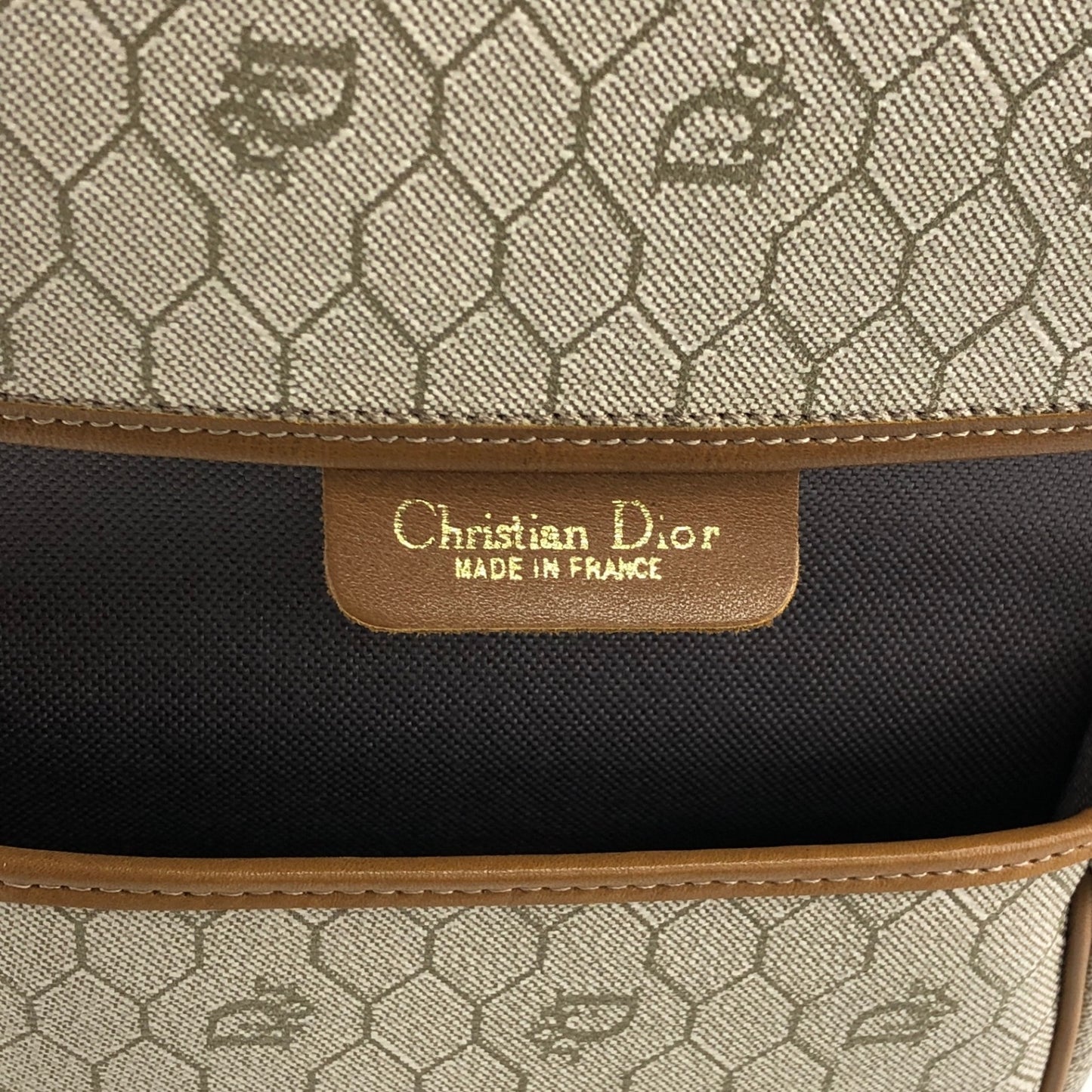 Christian Dior Honeycomb Pattern Small Shoulder bag Beige Vintage tumbw8
